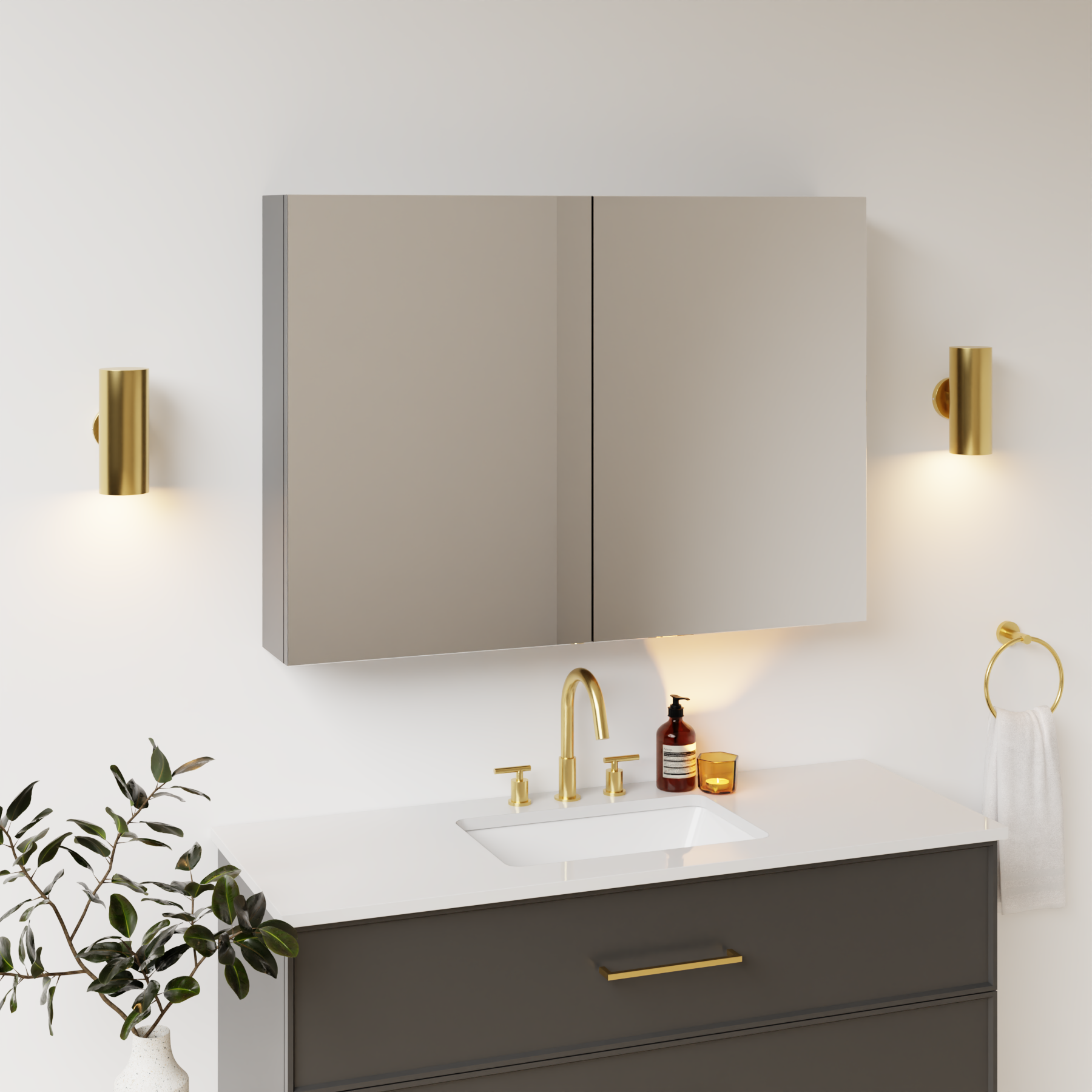 dark grey satin paint medicine cabinet