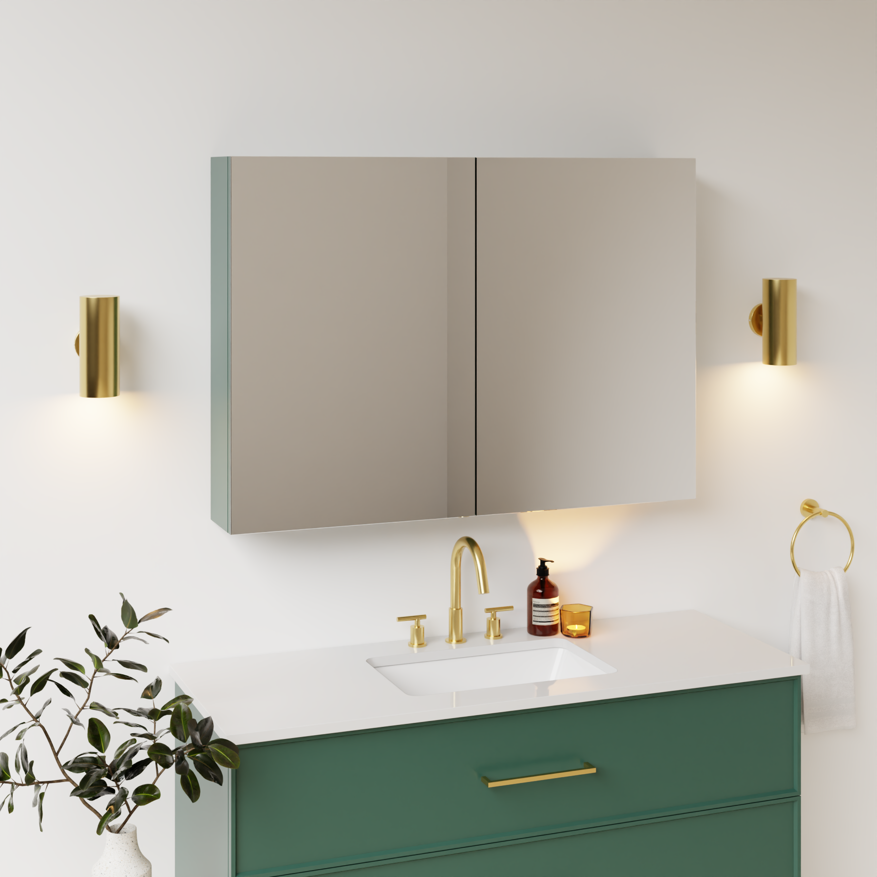 emerald green satin paint medicine cabinet
