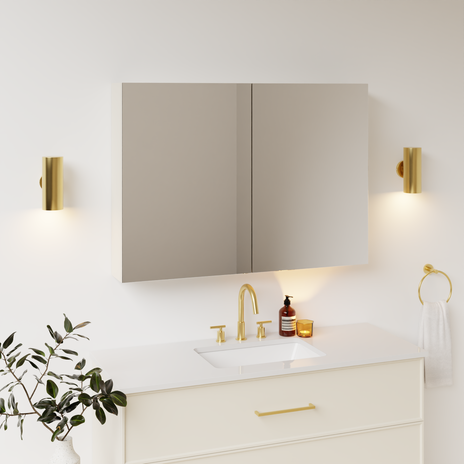 grey beige satin paint medicine cabinet