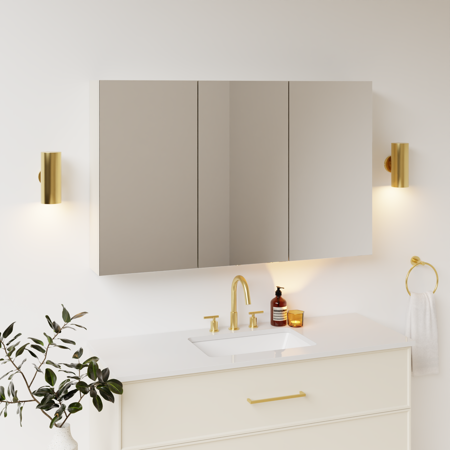 grey beige satin paint medicine cabinet