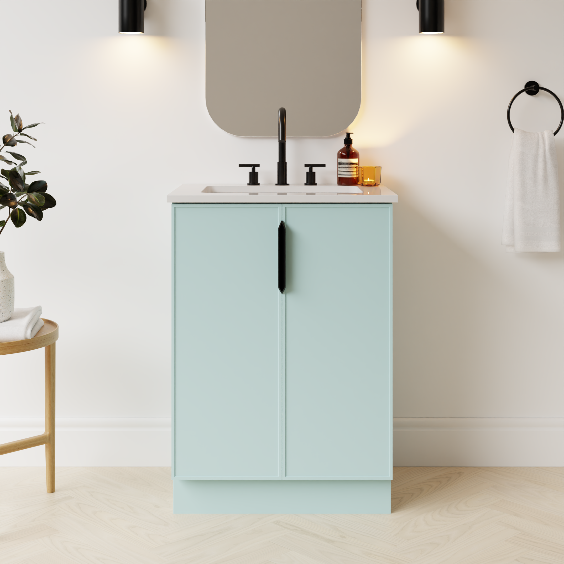 duck egg blue satin paint vanity