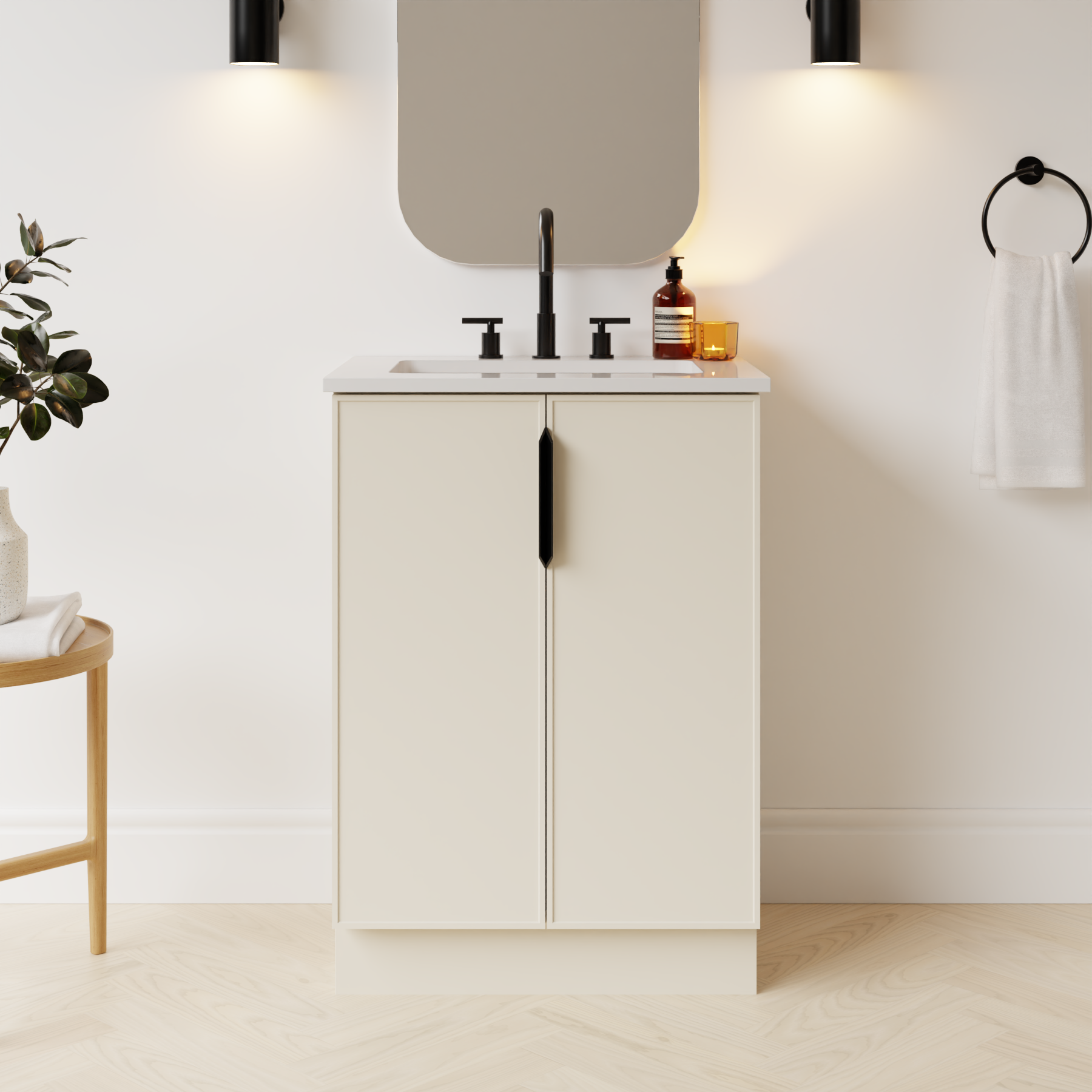 grey beige satin paint vanity