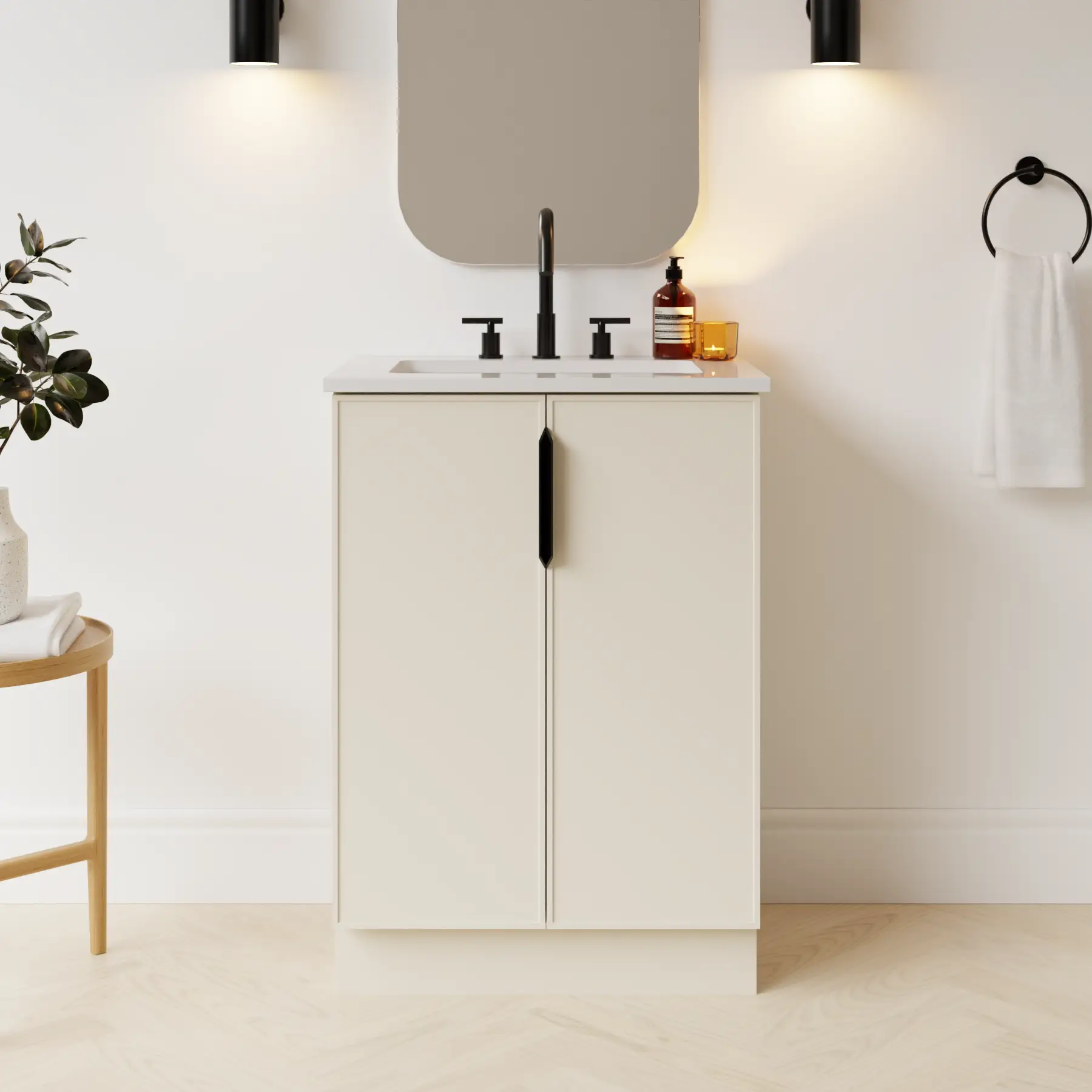 grey beige satin paint vanity