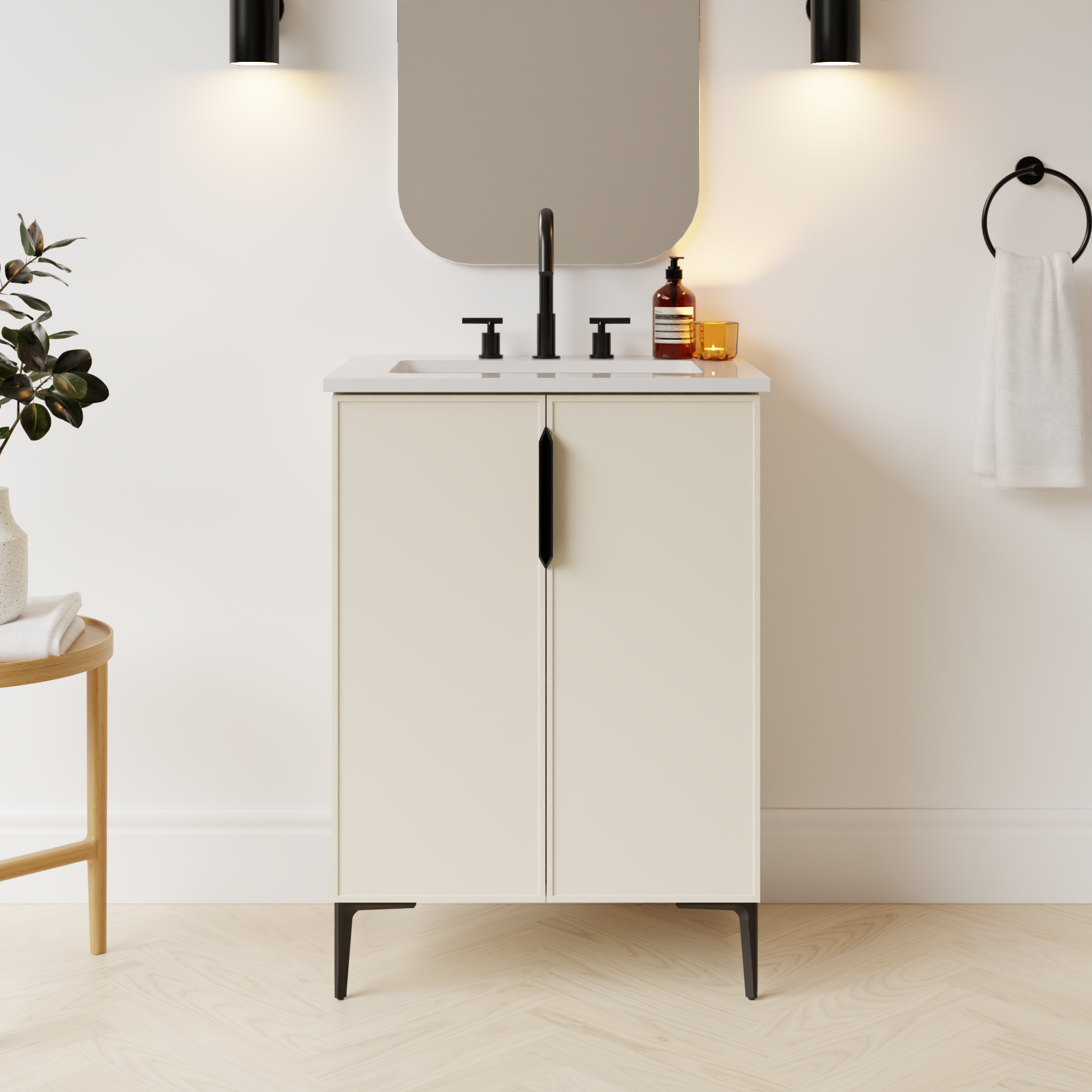 grey beige satin paint vanity