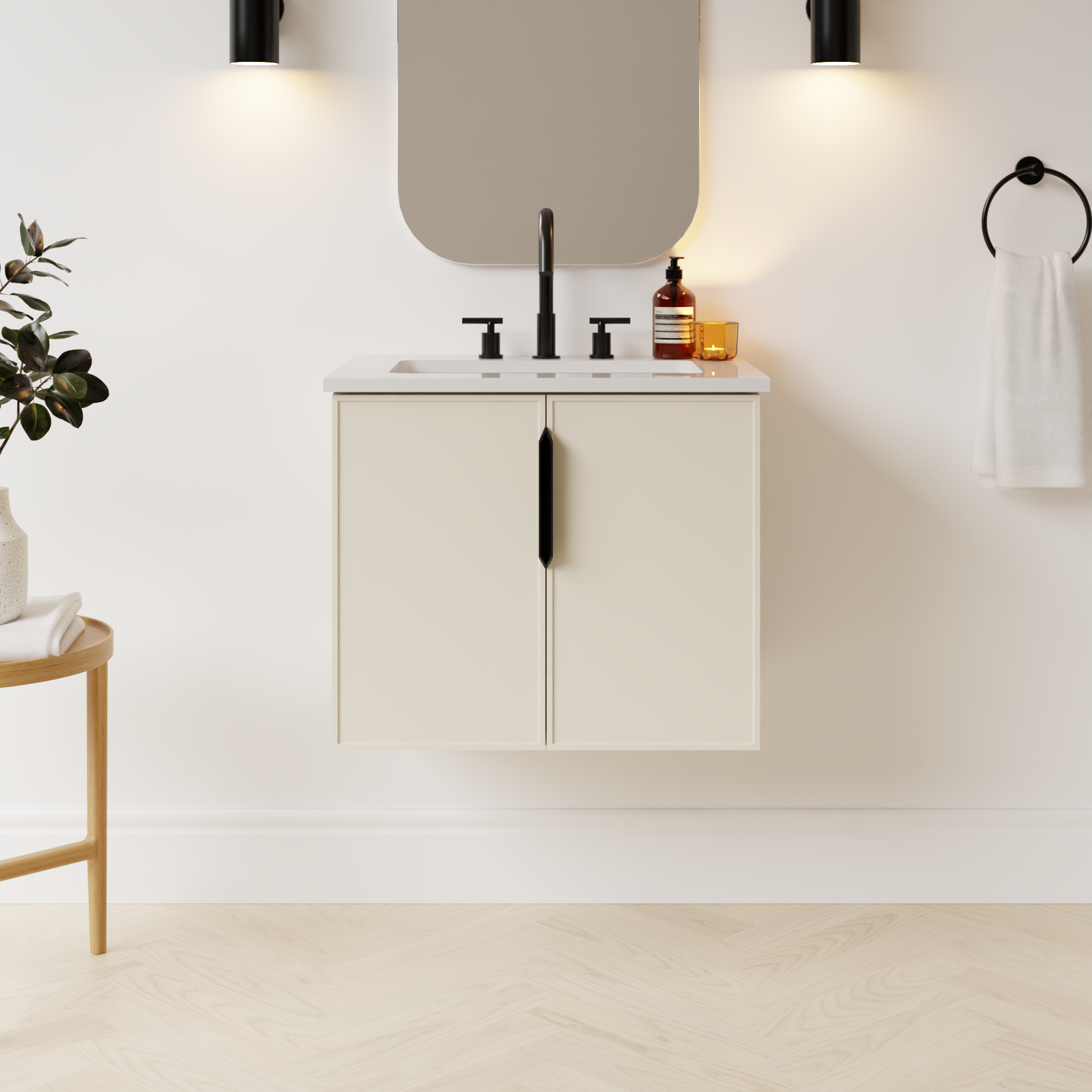 grey beige satin paint vanity