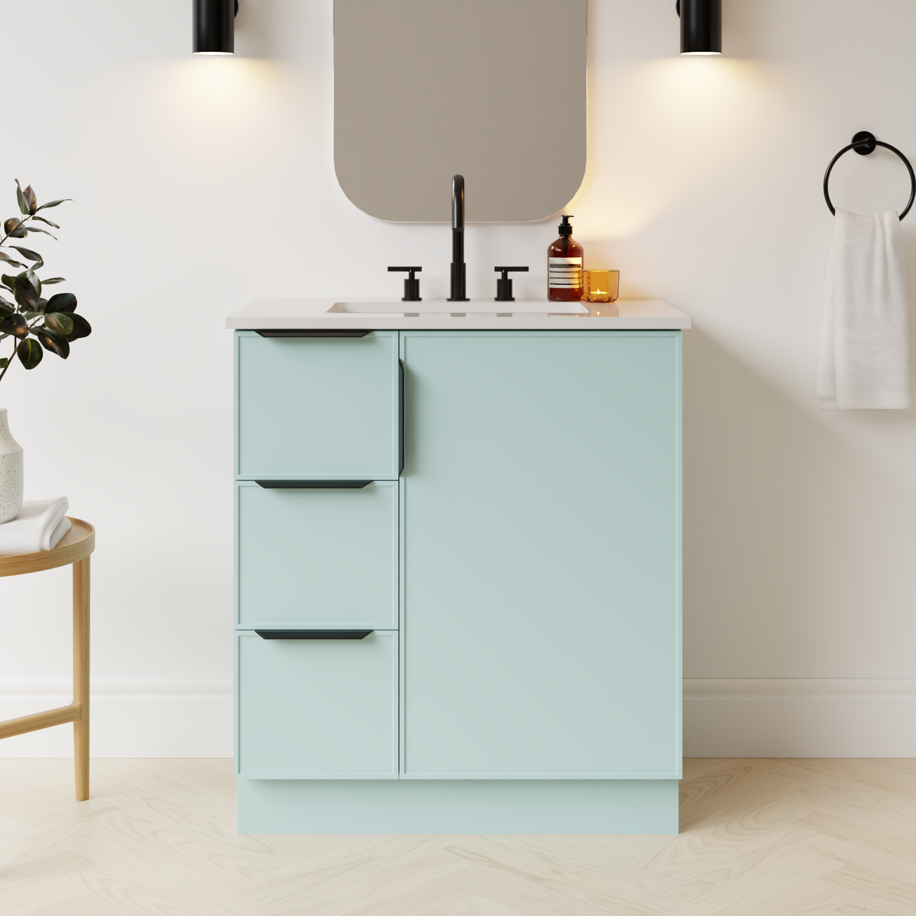 duck egg blue satin paint vanity