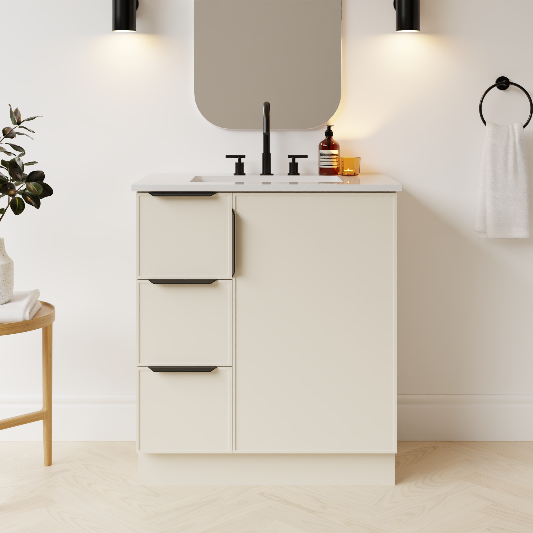 grey beige satin paint vanity