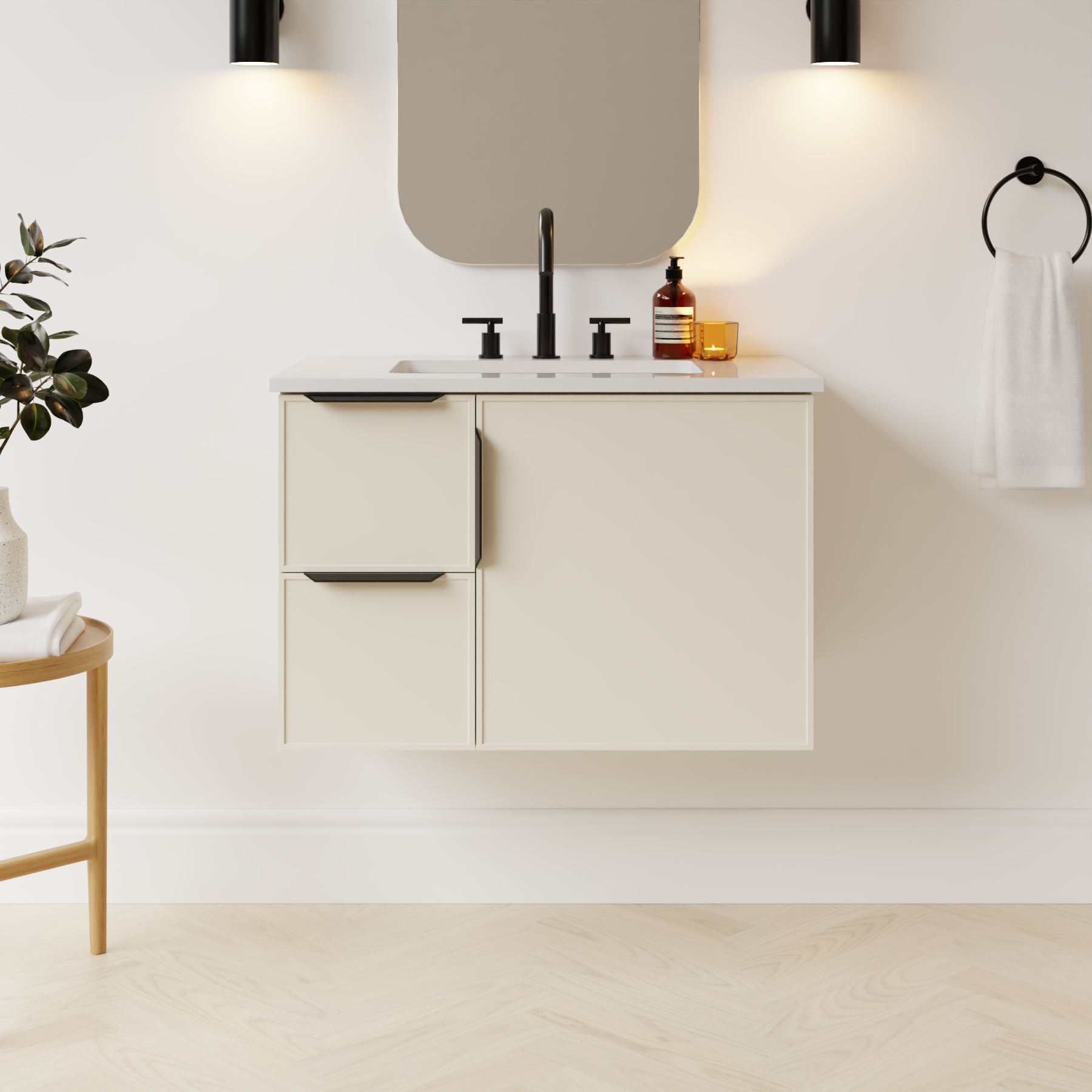 grey beige satin paint vanity