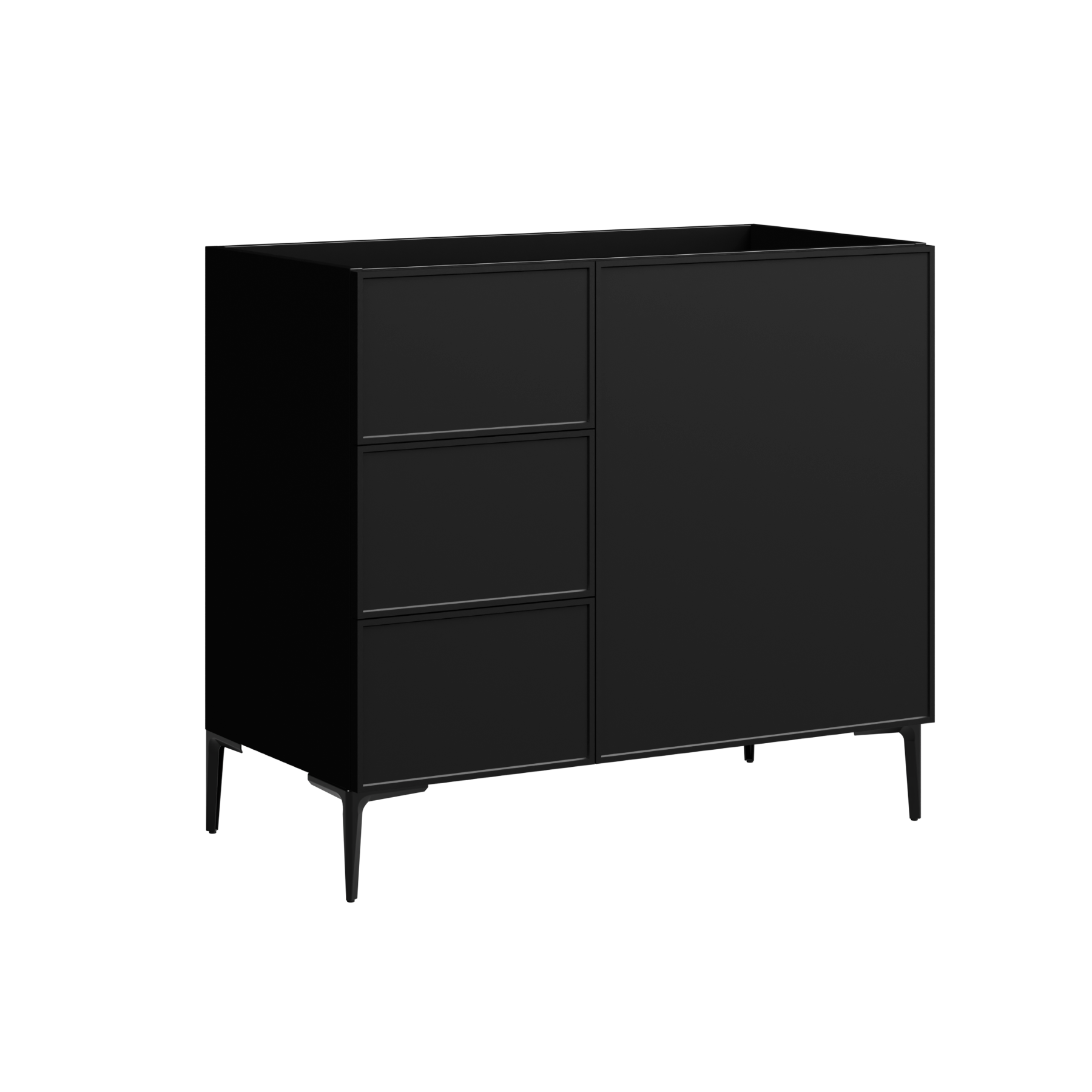 black satin paint vanity