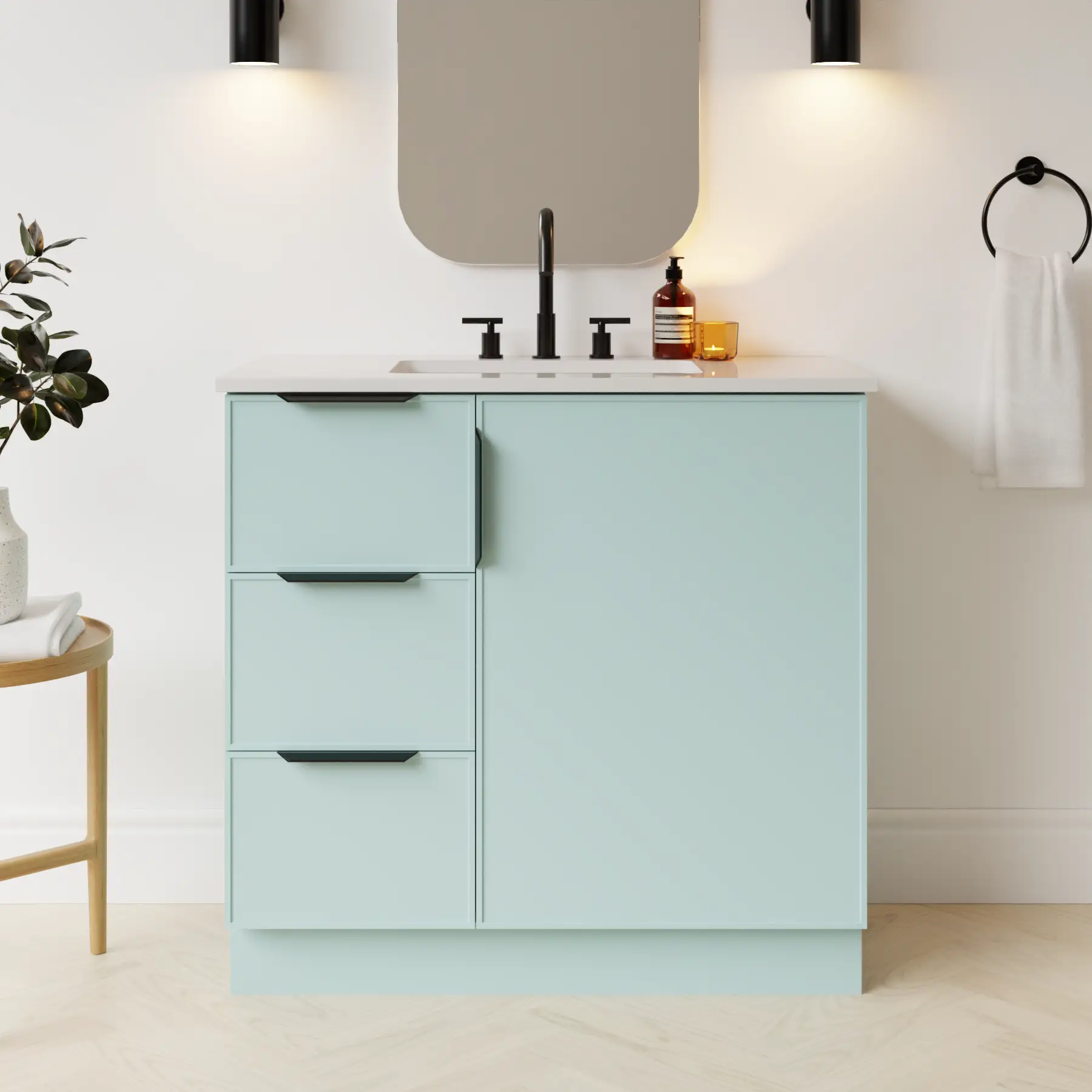 duck egg blue satin paint vanity