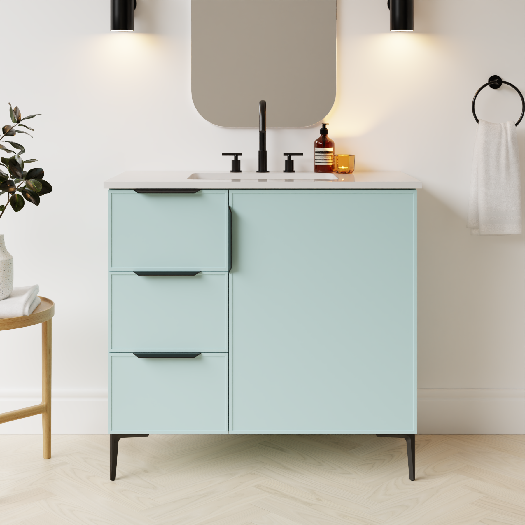 duck egg blue satin paint vanity