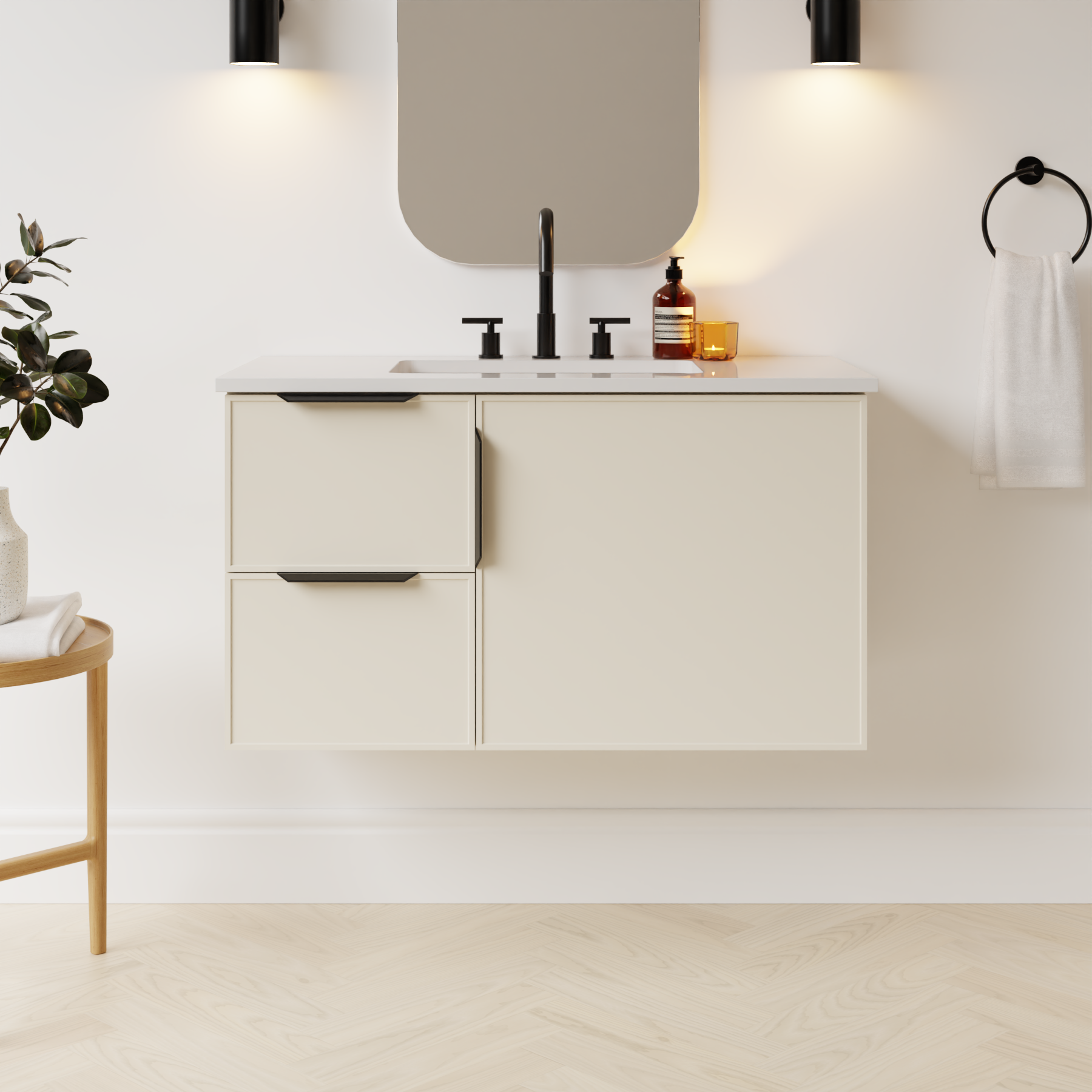 grey beige satin paint vanity