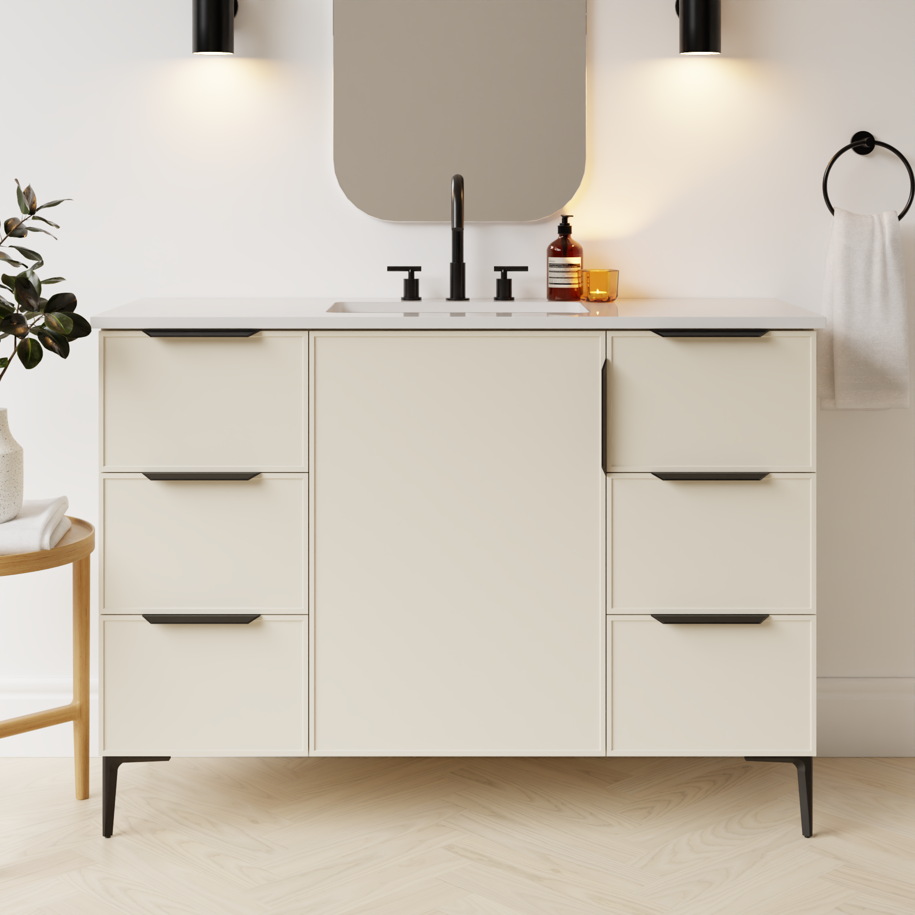 grey beige satin paint vanity