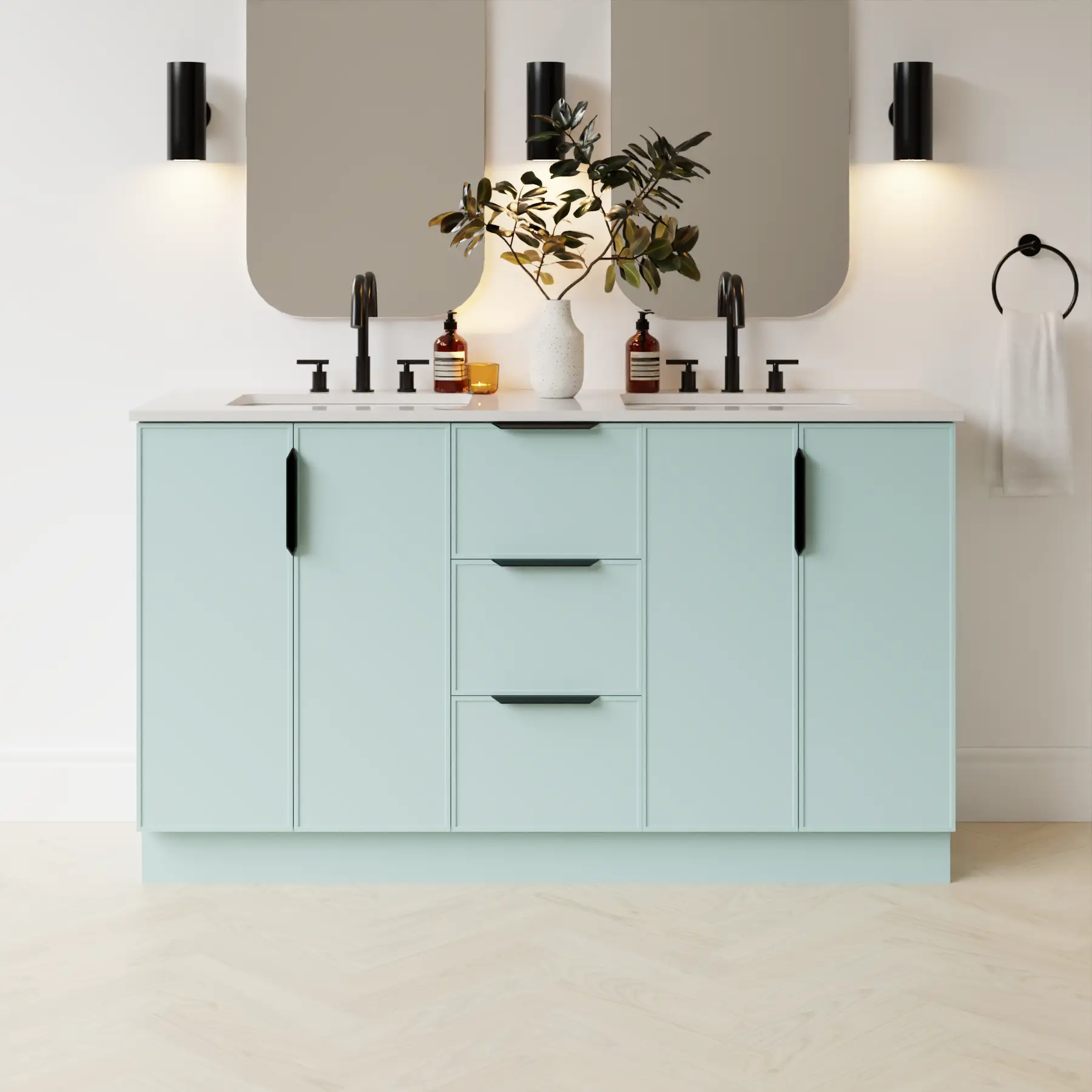 duck egg blue satin paint vanity