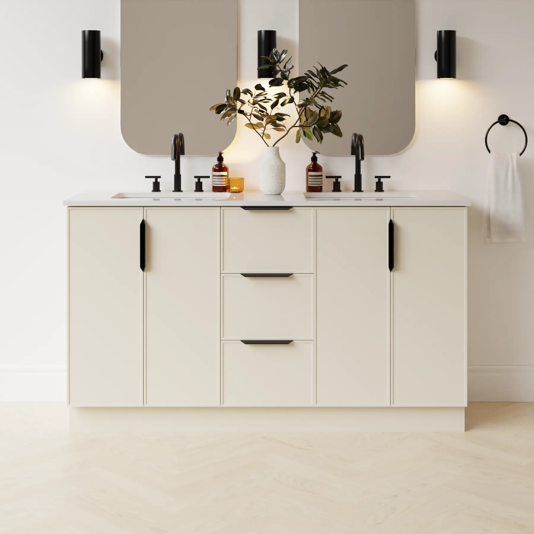 grey beige satin paint vanity