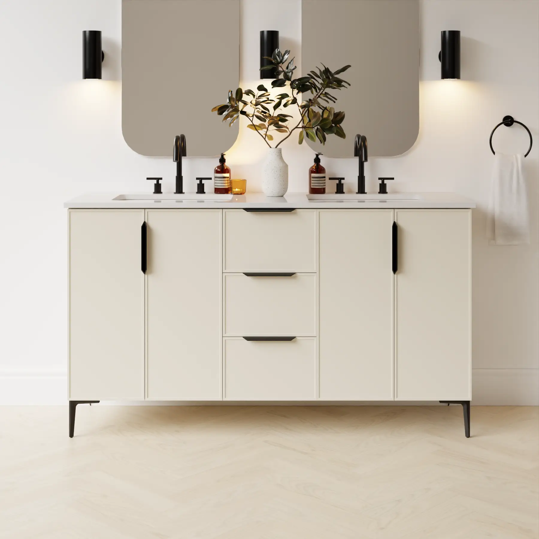grey beige satin paint vanity