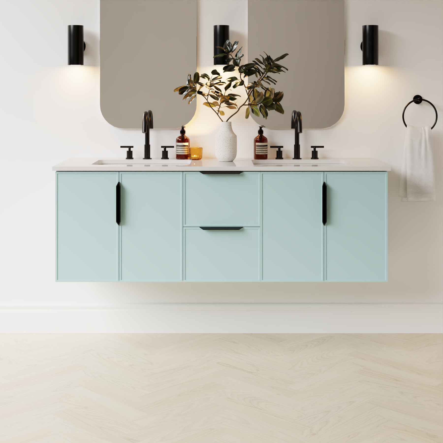 duck egg blue satin paint vanity