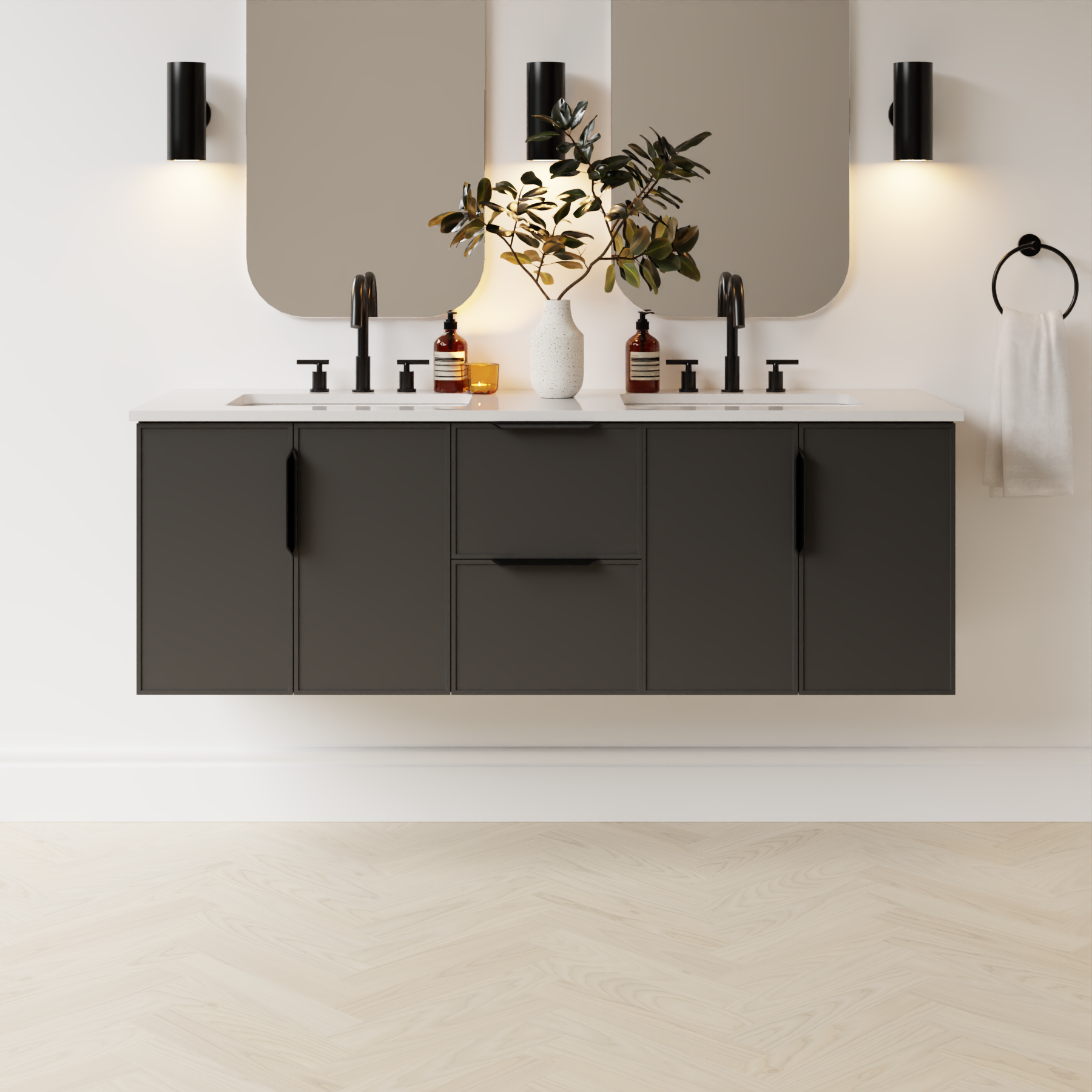 dark grey satin paint vanity