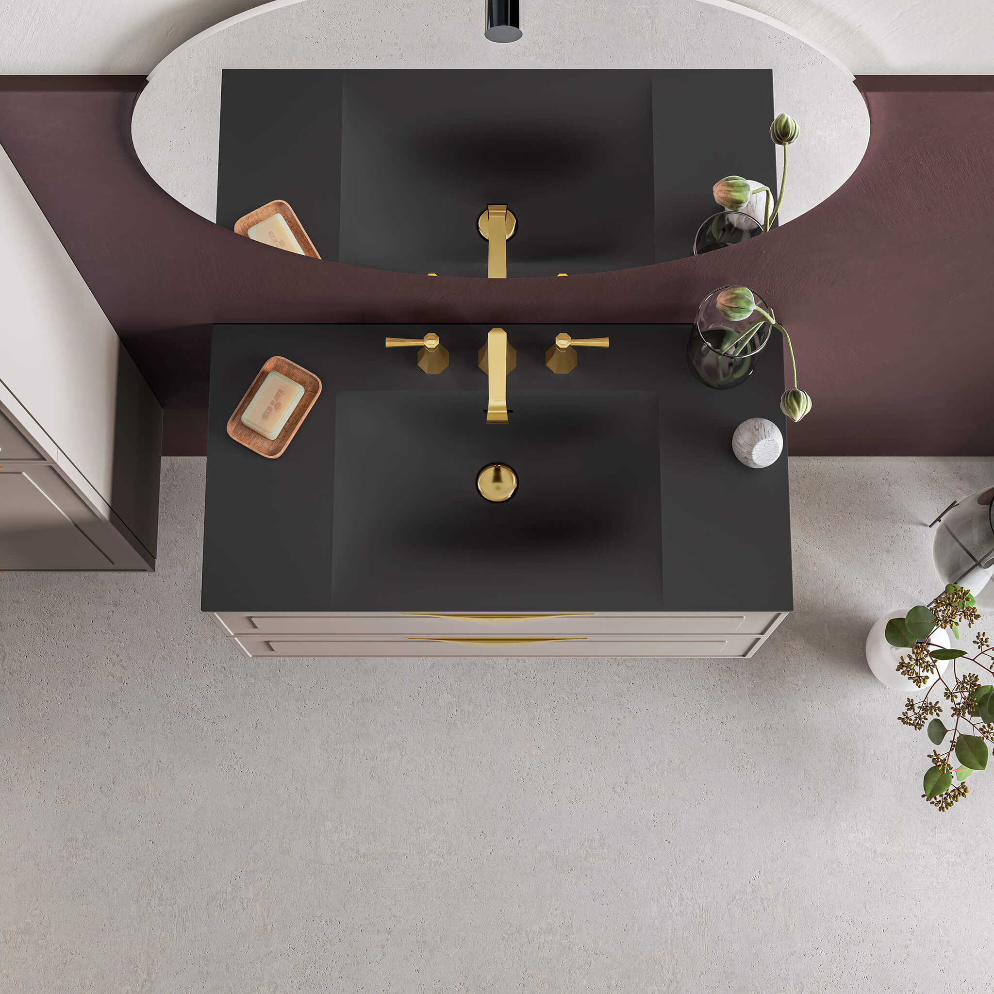 black matte vanity top