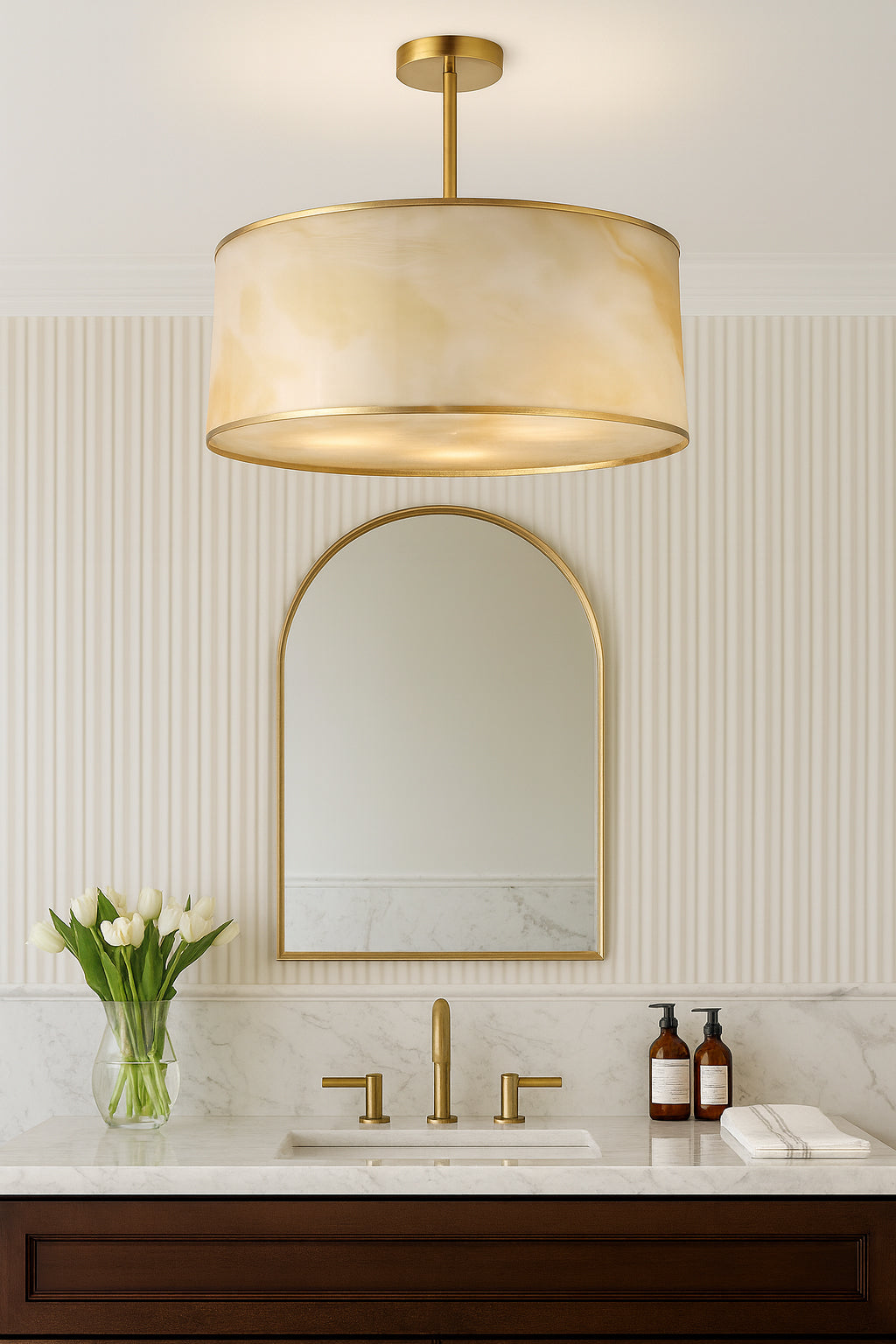 aged brass/faux alabaster pendant light