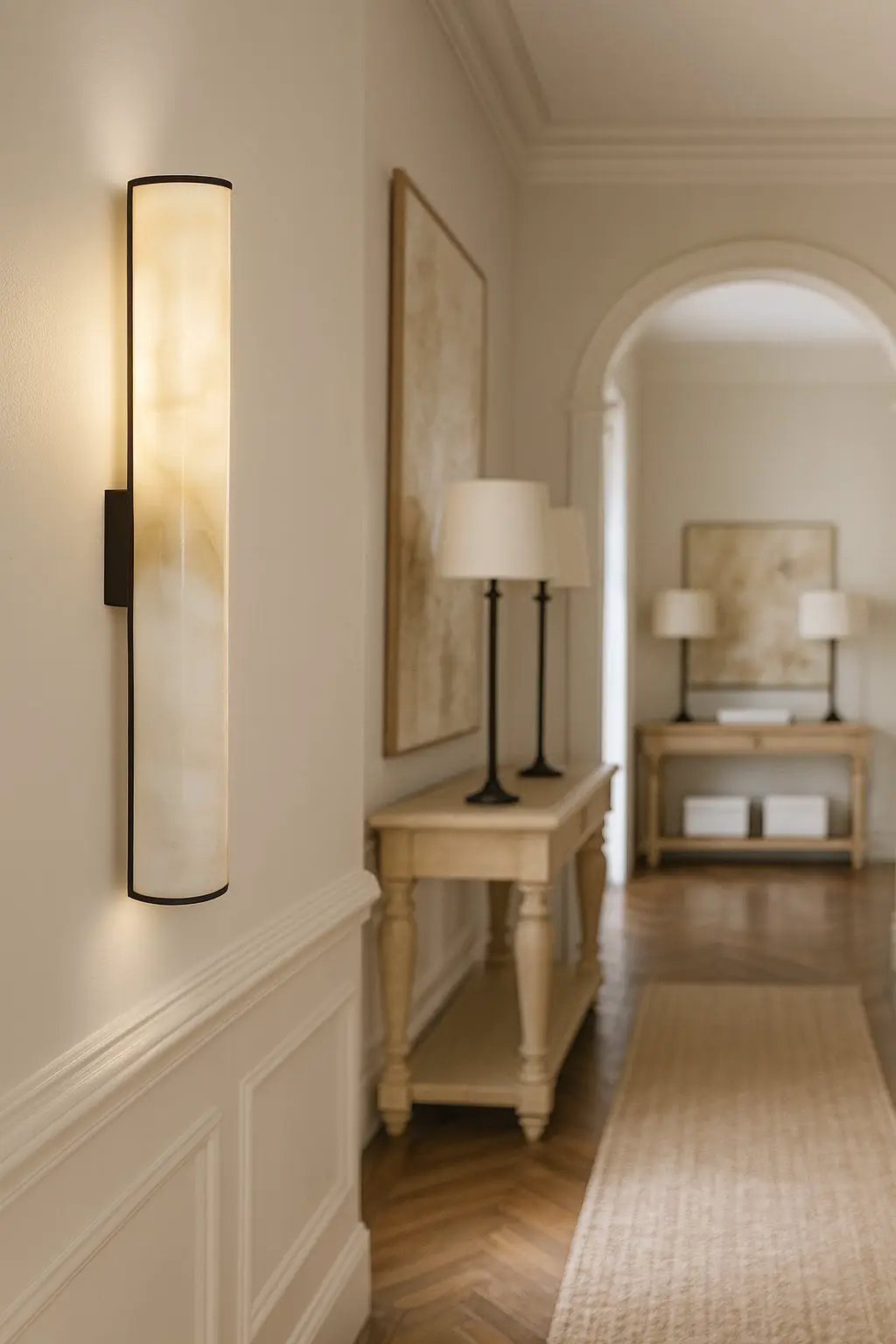 matte black/faux alabaster wall sconce