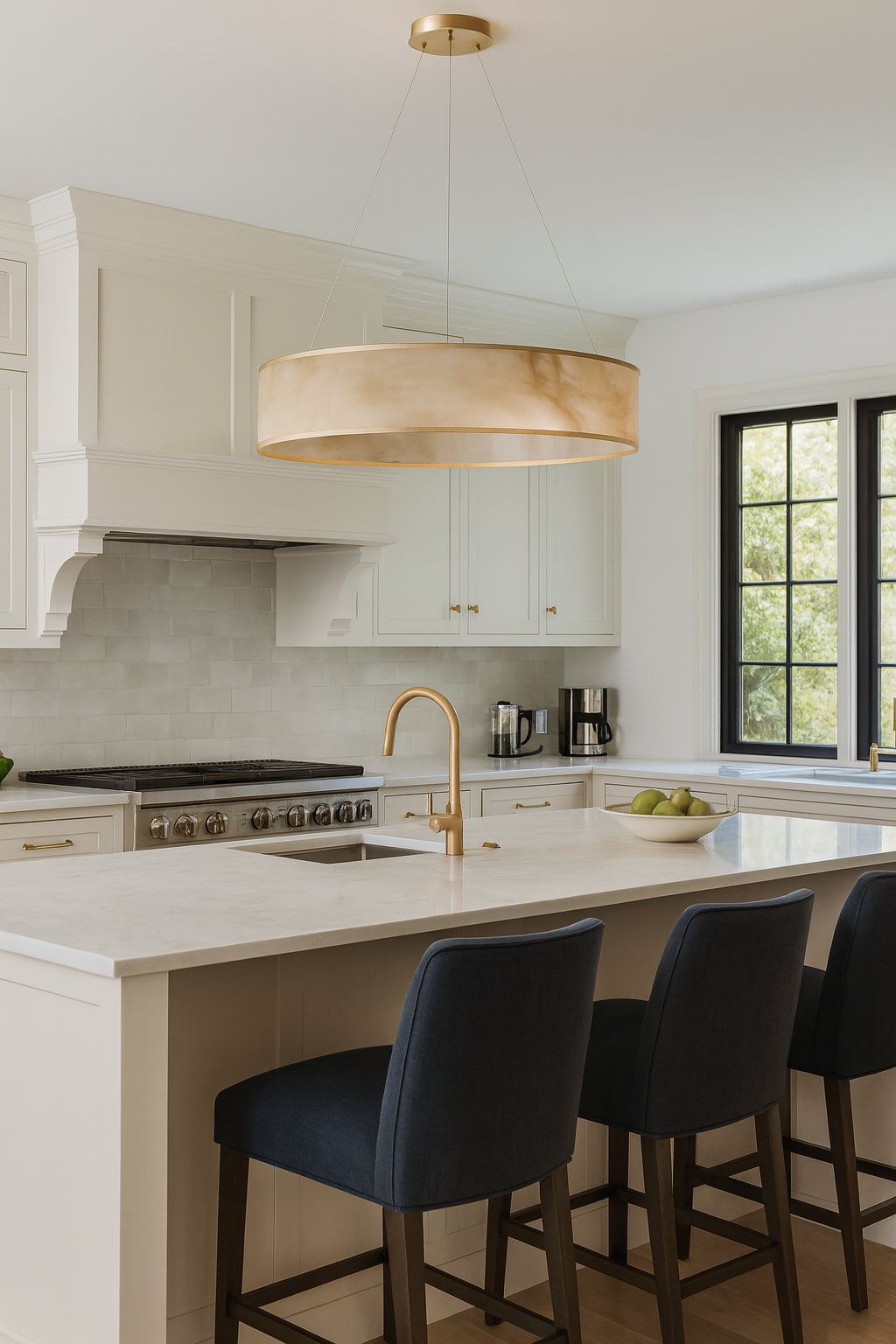 aged brass/faux alabaster flush mount