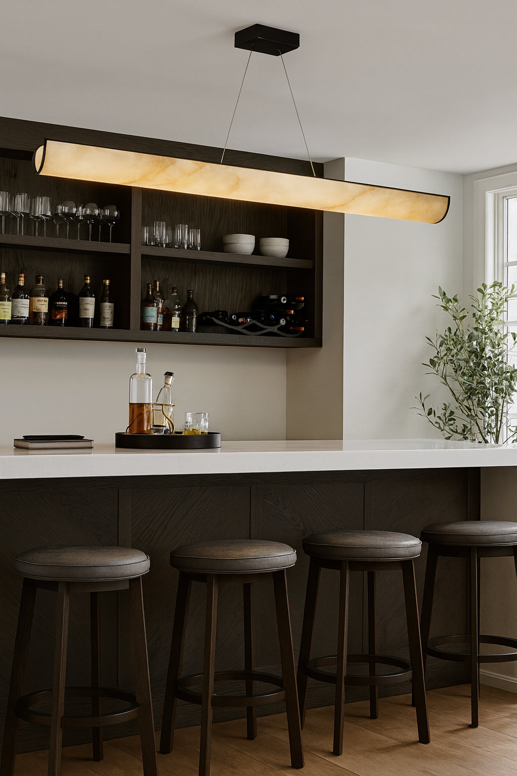 matte black/faux alabaster flush mount