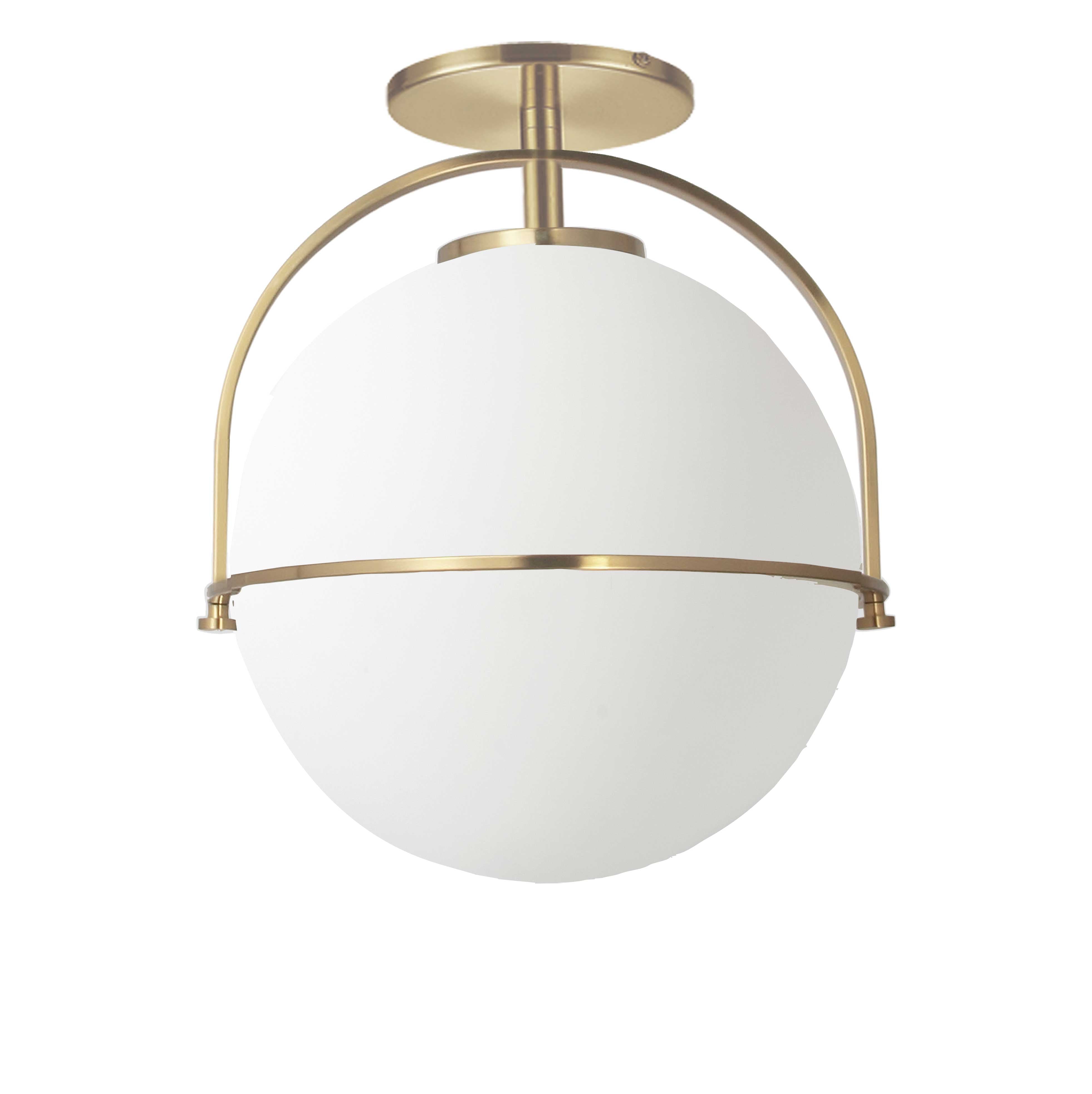 Dainolite 1 Light Incandescent Semi Flush with White Opal Glass