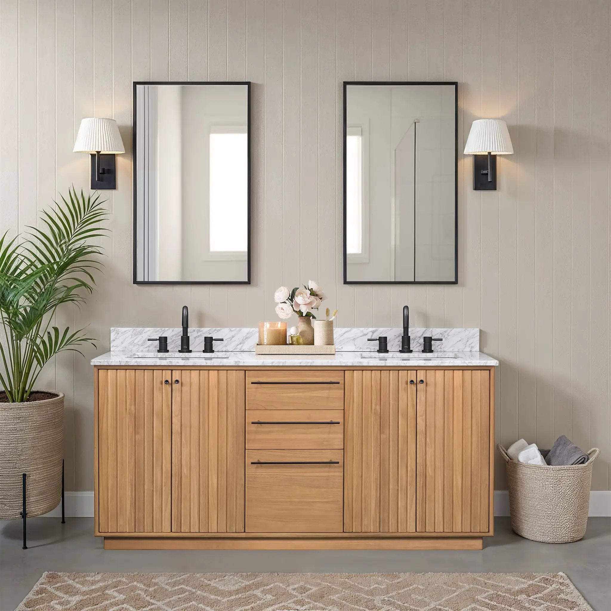 natural teak vanity base