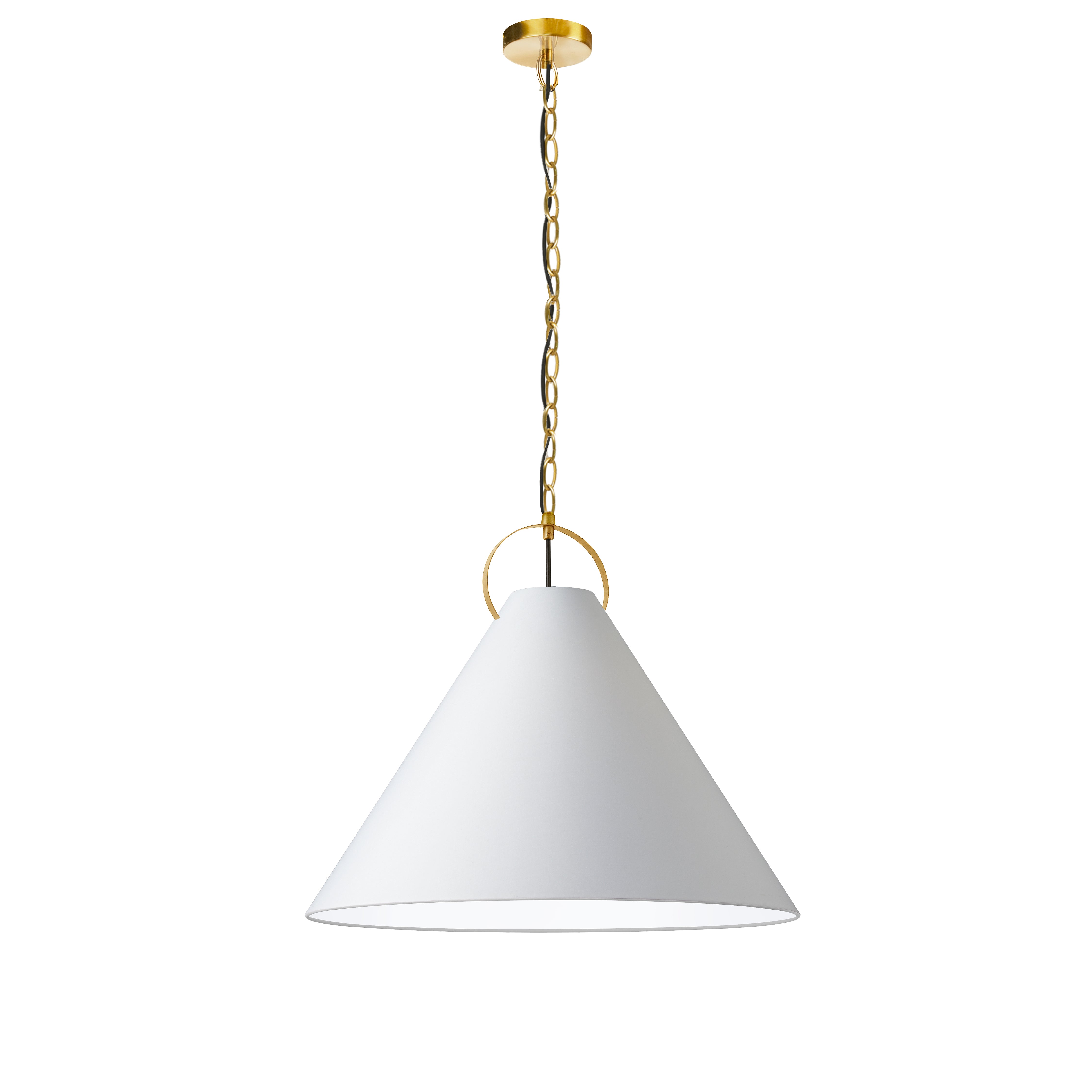 aged brass with white shade pendants
