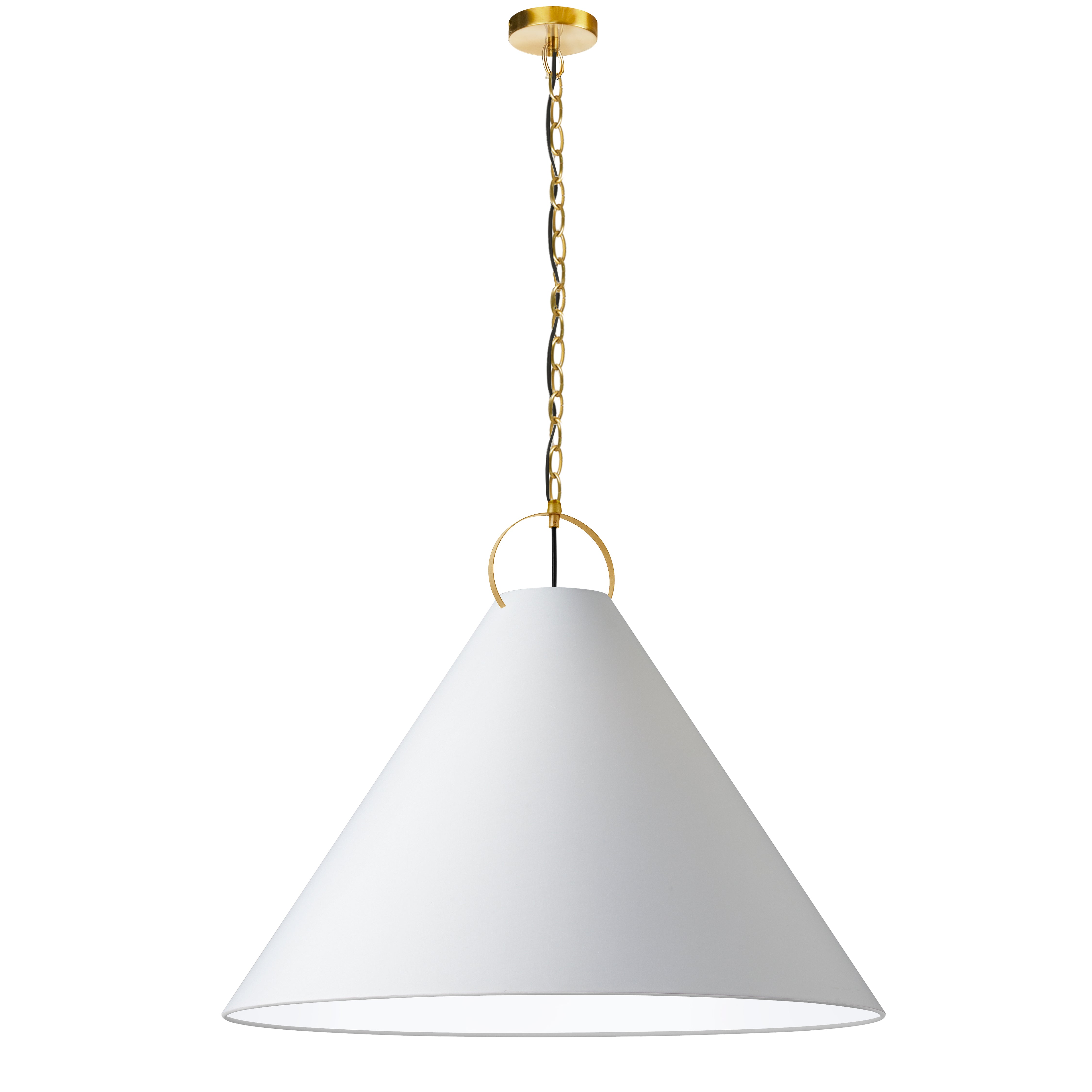 aged brass with white shade pendants