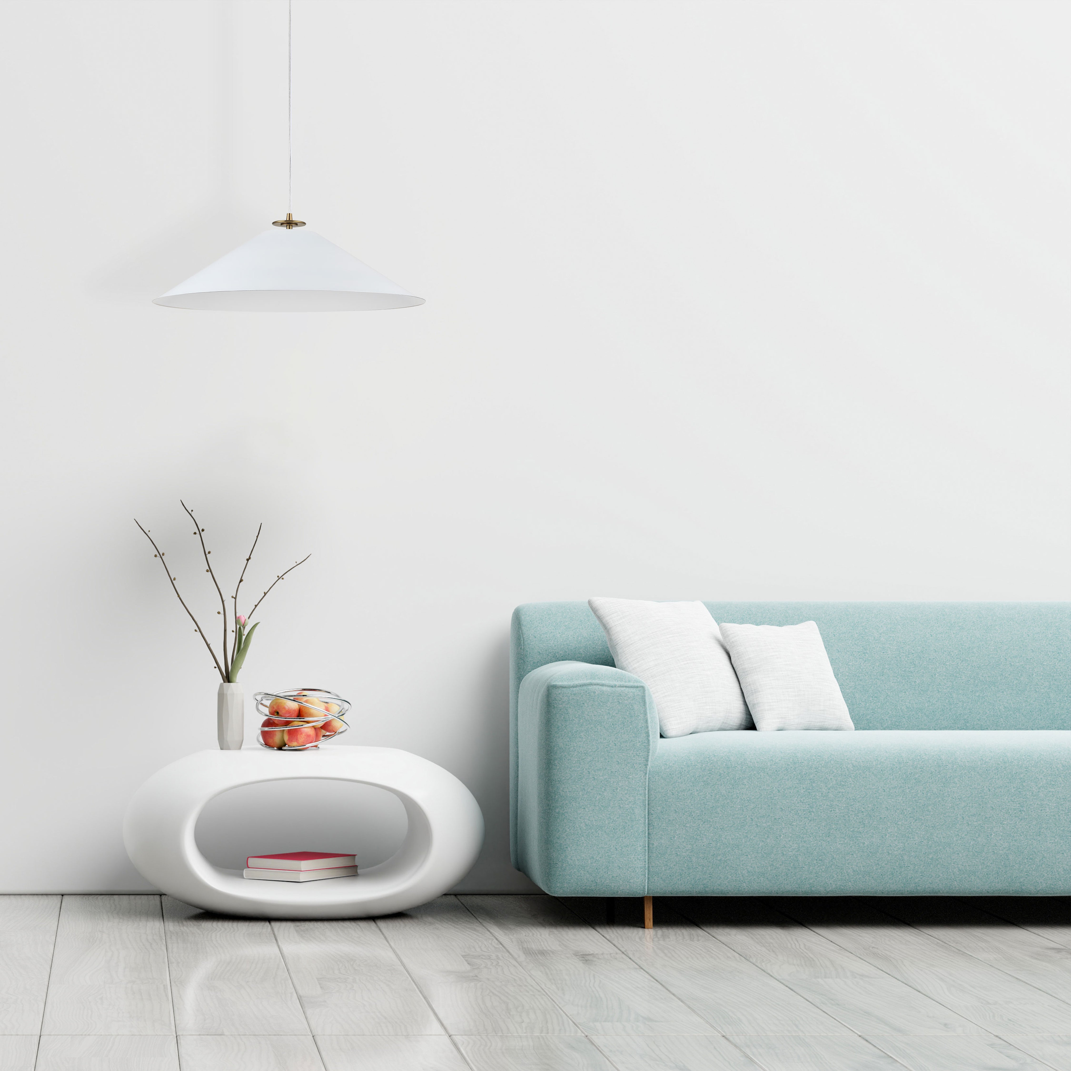 aged brass and matte white pendants