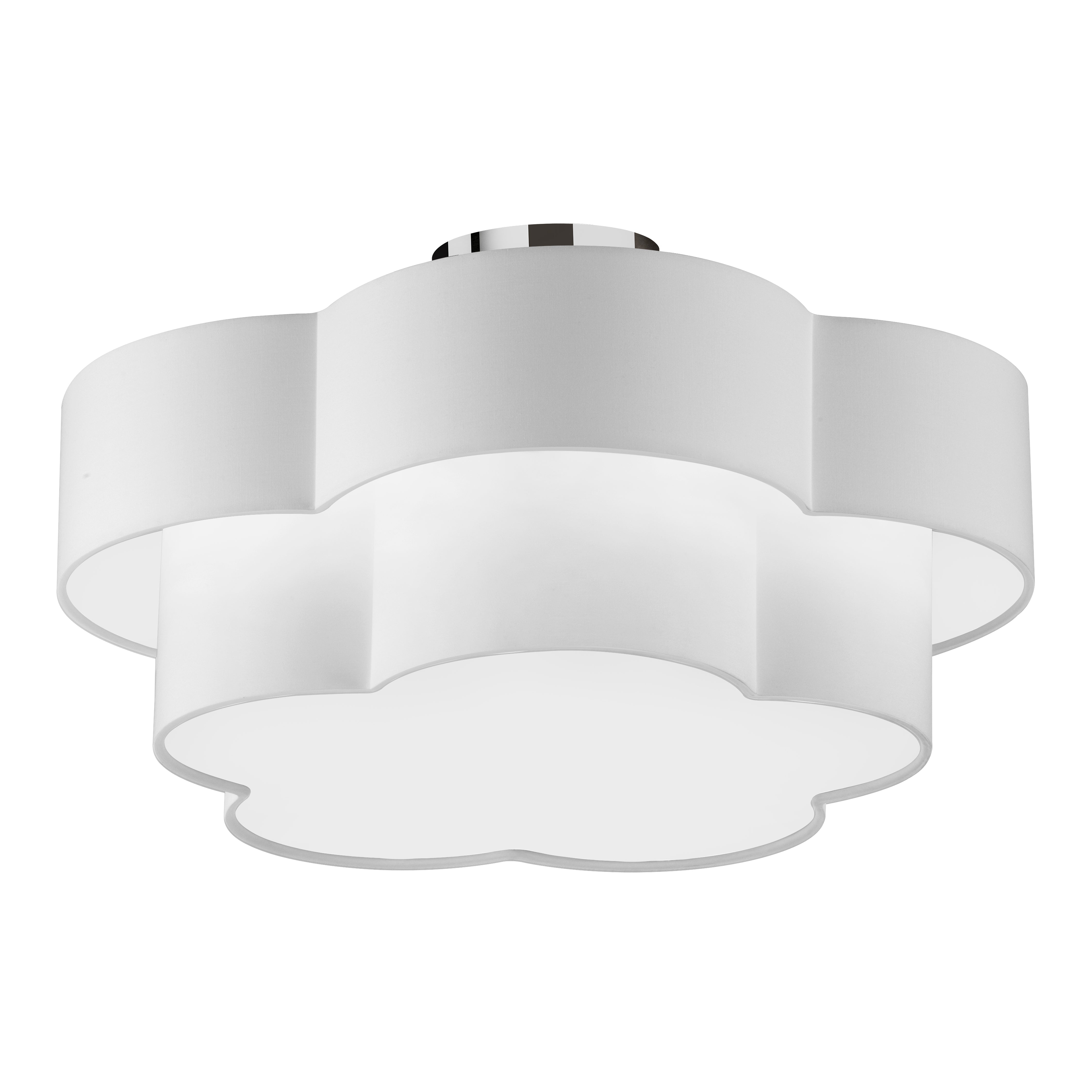polished chrome with white shade flush mount
