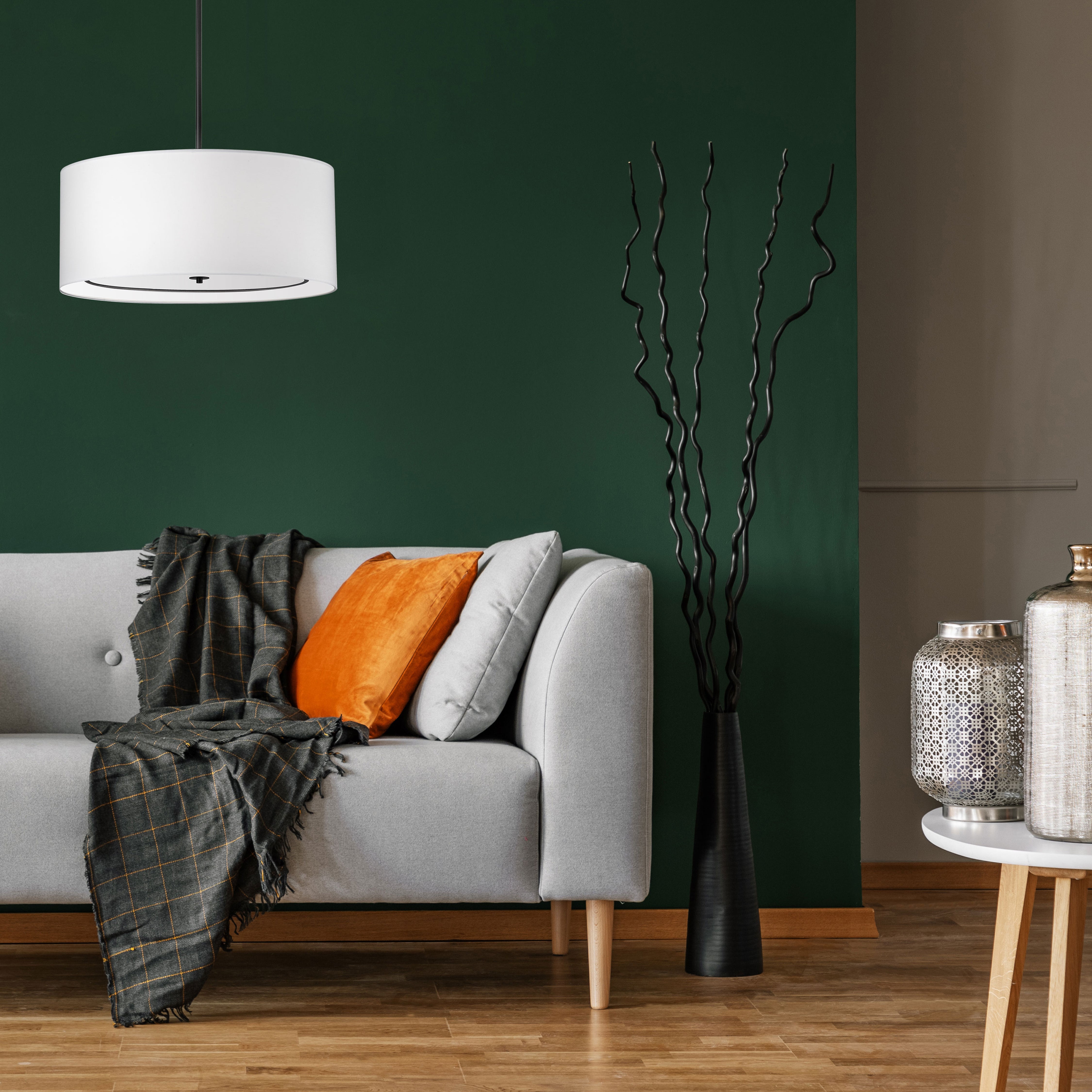 matte black with white shade pendants