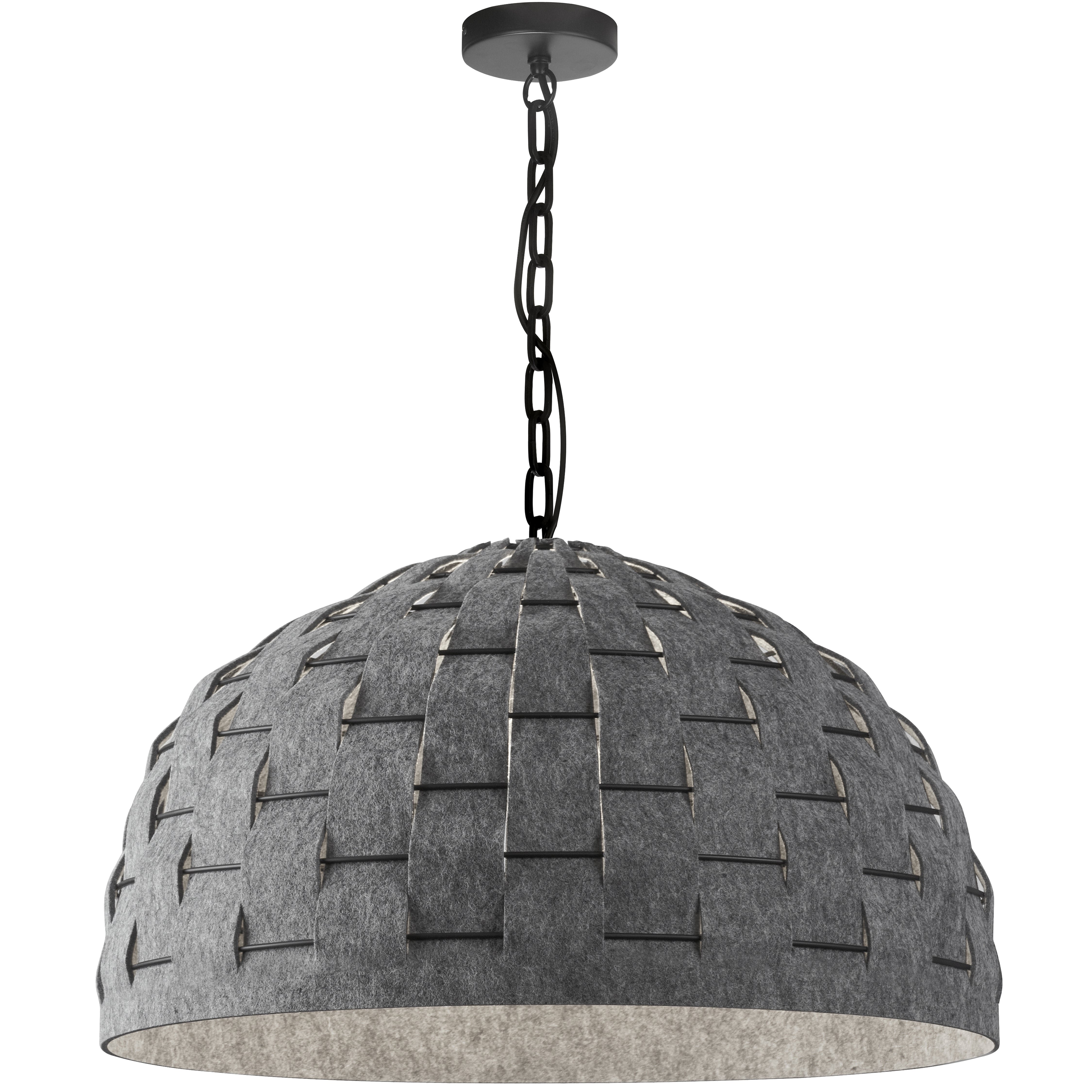 matte black with grey felt shade pendants