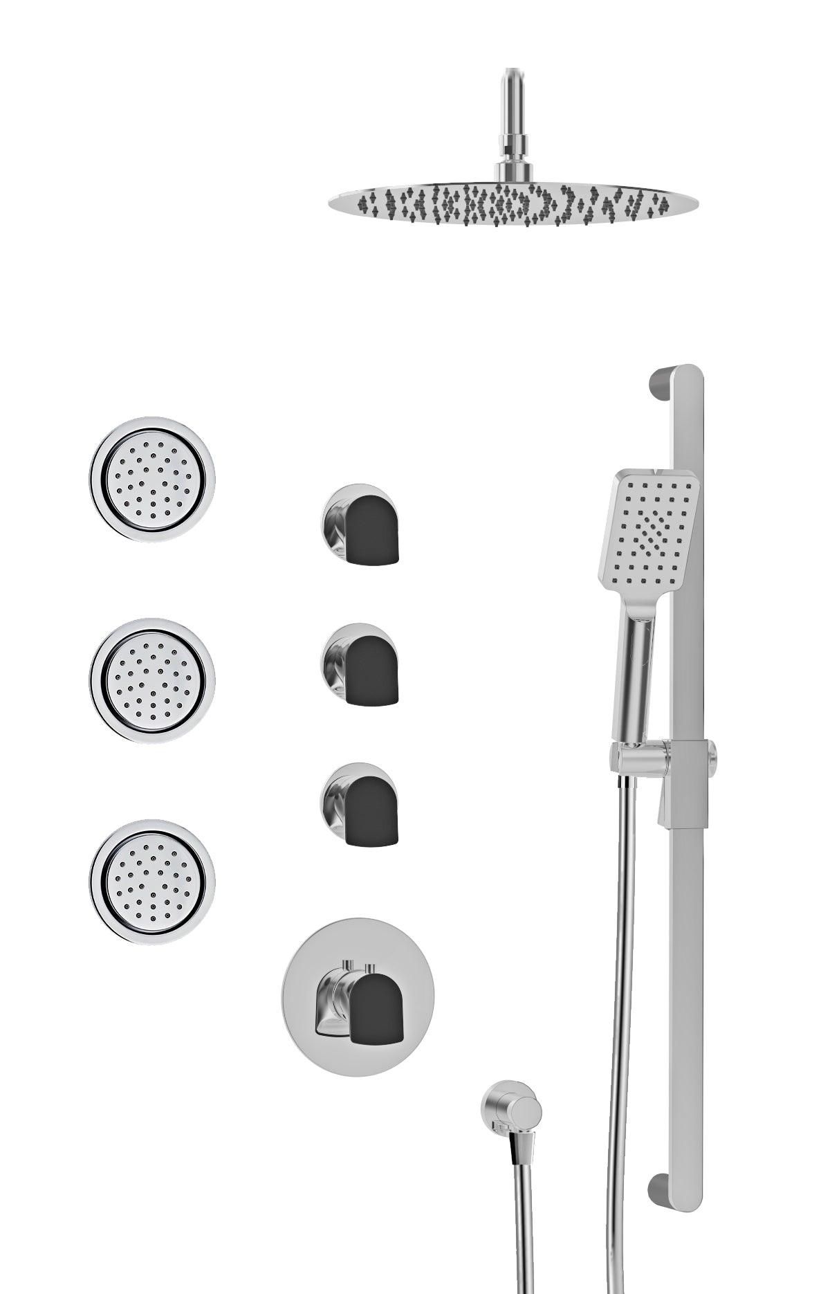 chrome/smokey thermostatic shower kit