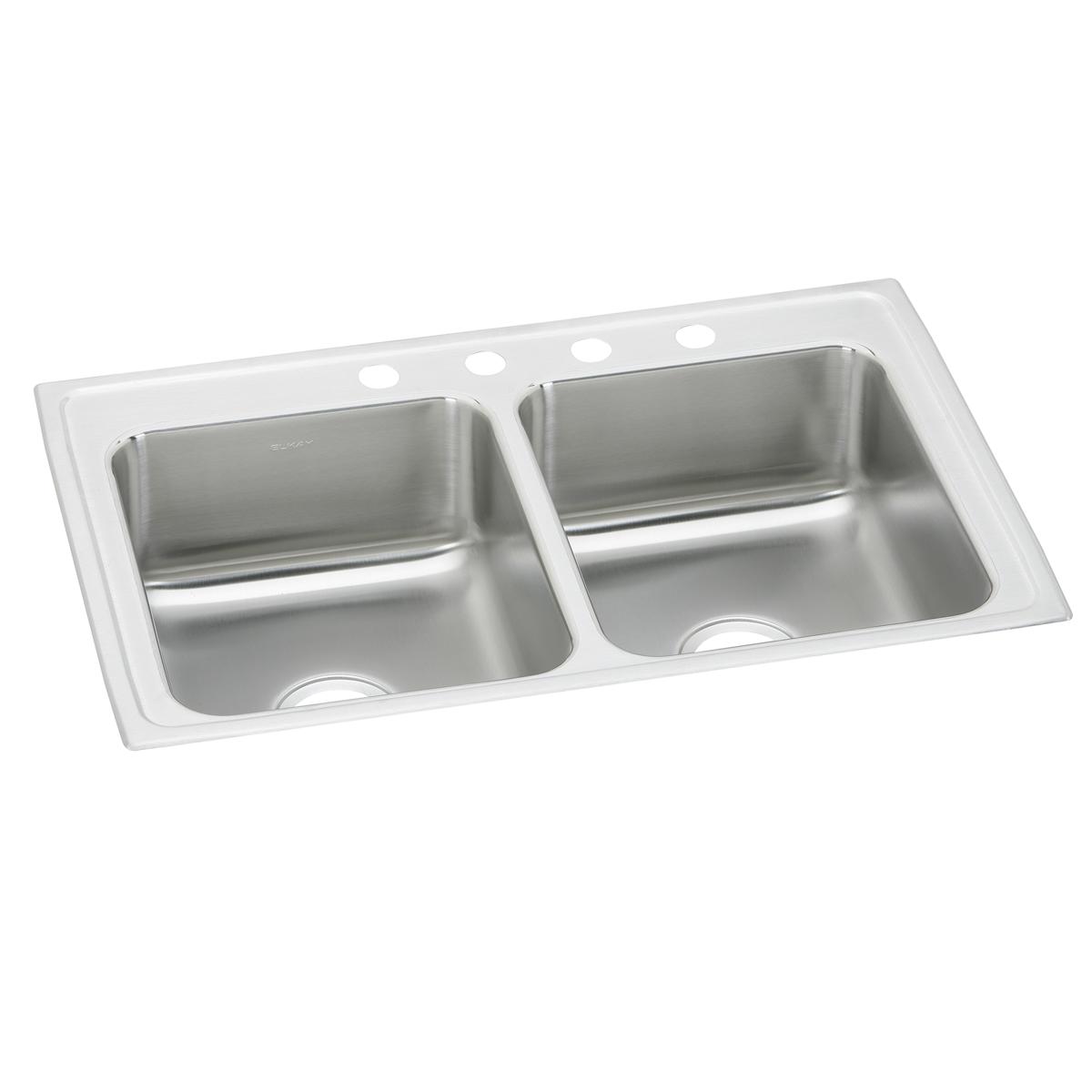 brushed satin double bowl drop-in sink