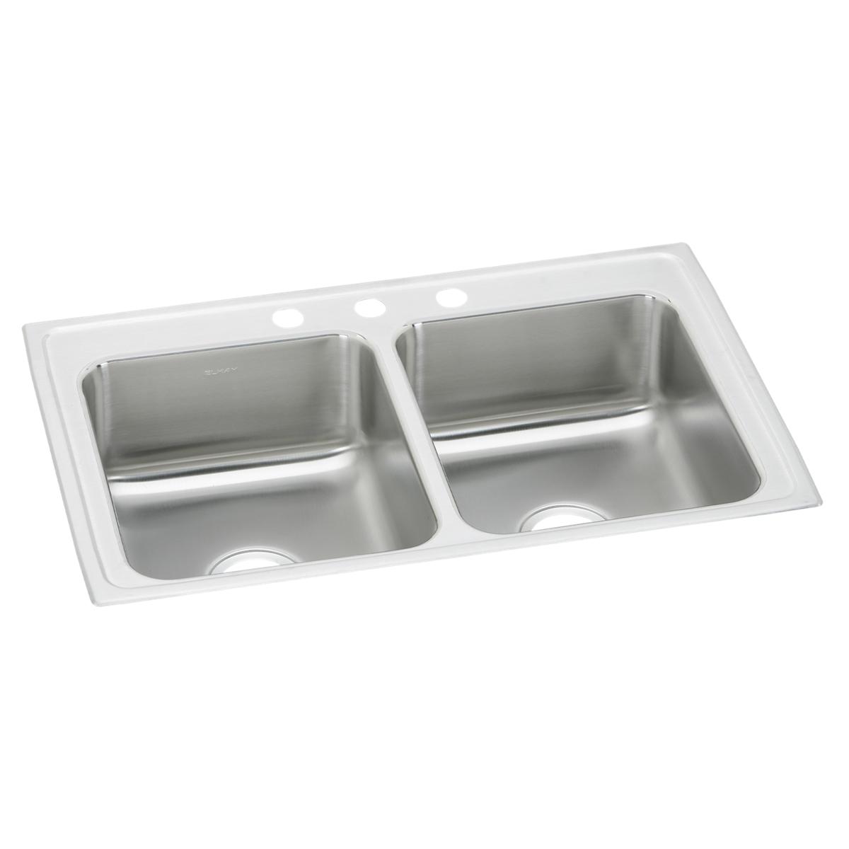 brushed satin double bowl drop-in sink