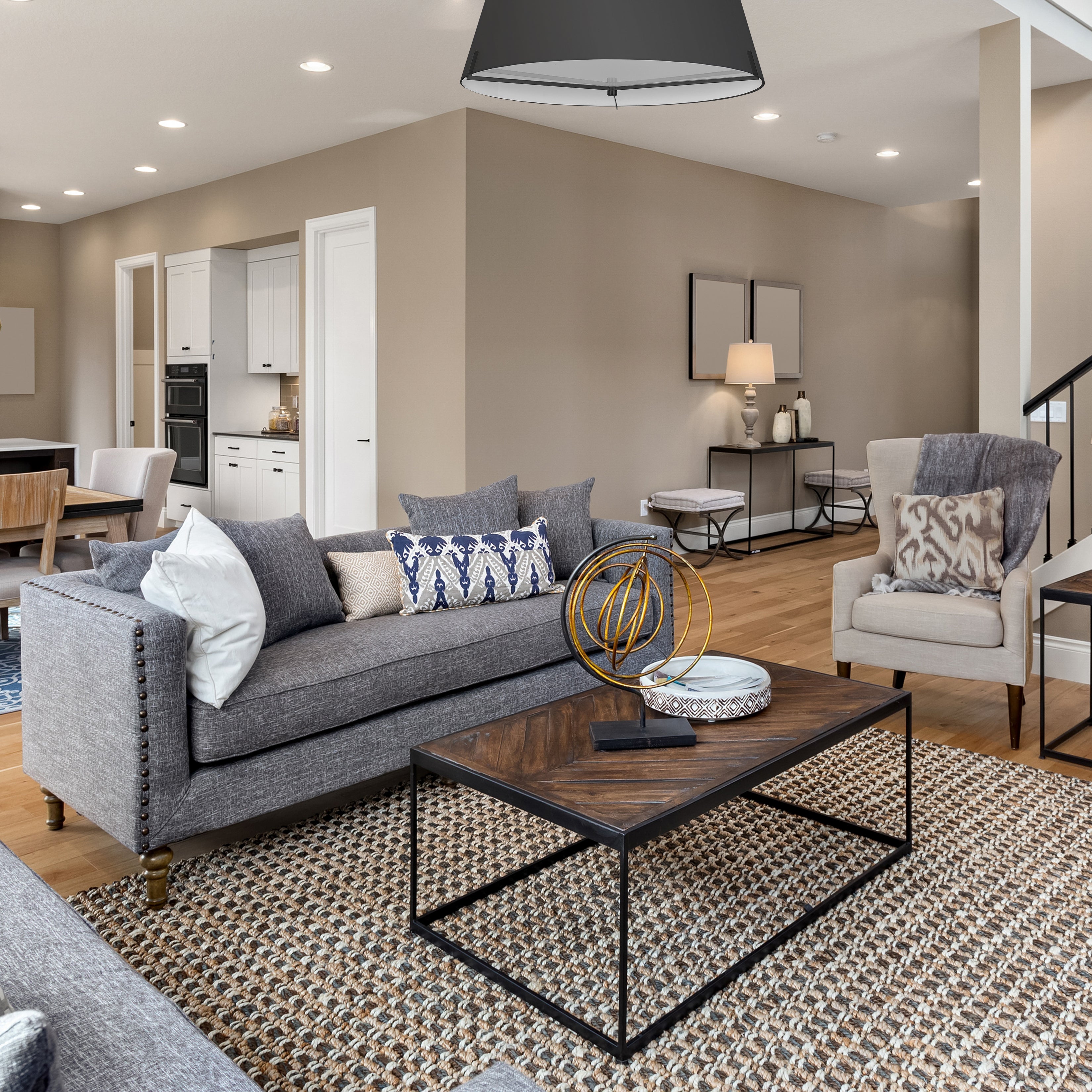 matte black with black fabric shade pendants