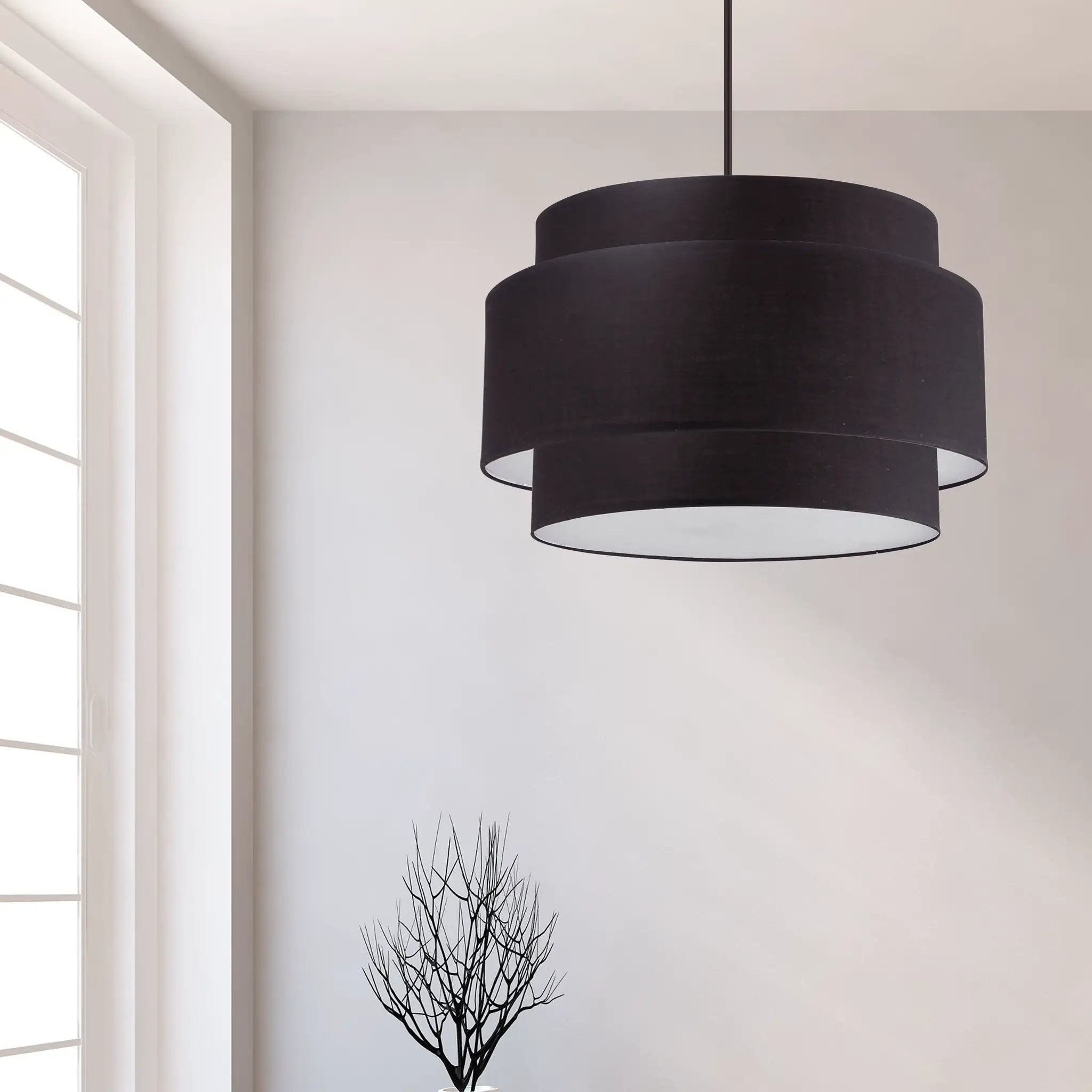 matte black with black shade pendants