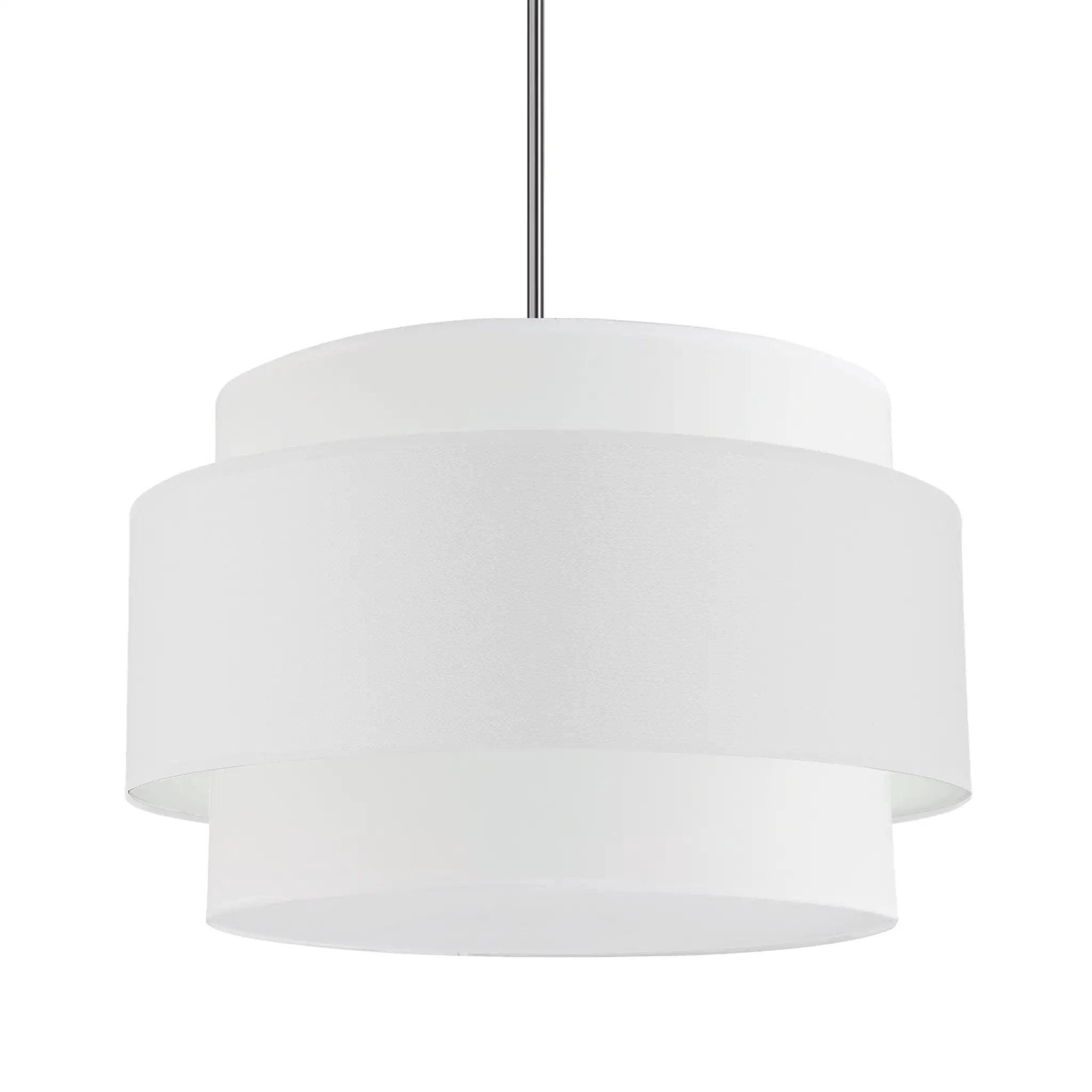 polished chrome with white shade pendants