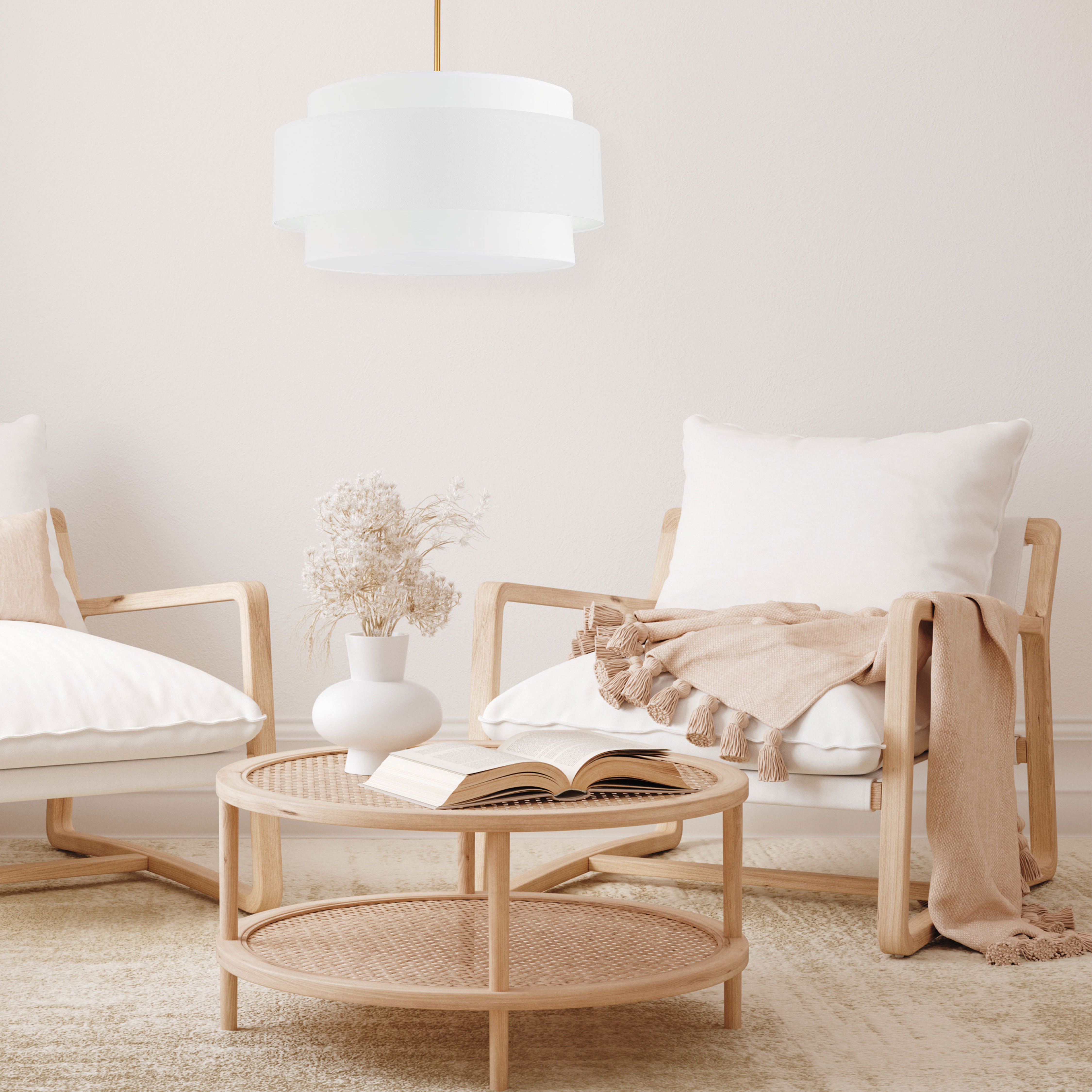 aged brass with white shade pendants