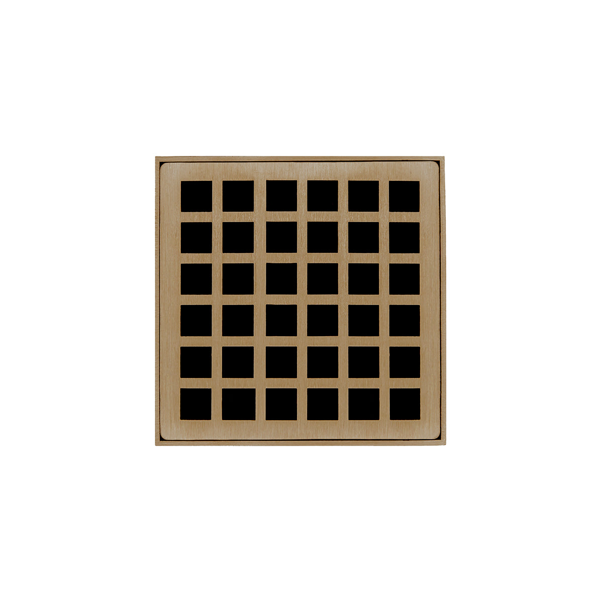 Infinity Drain 4" x 4" QD 4 Complete Kit with Squares Pattern Decorative Plate with PVC Drain Body, 2" Outlet