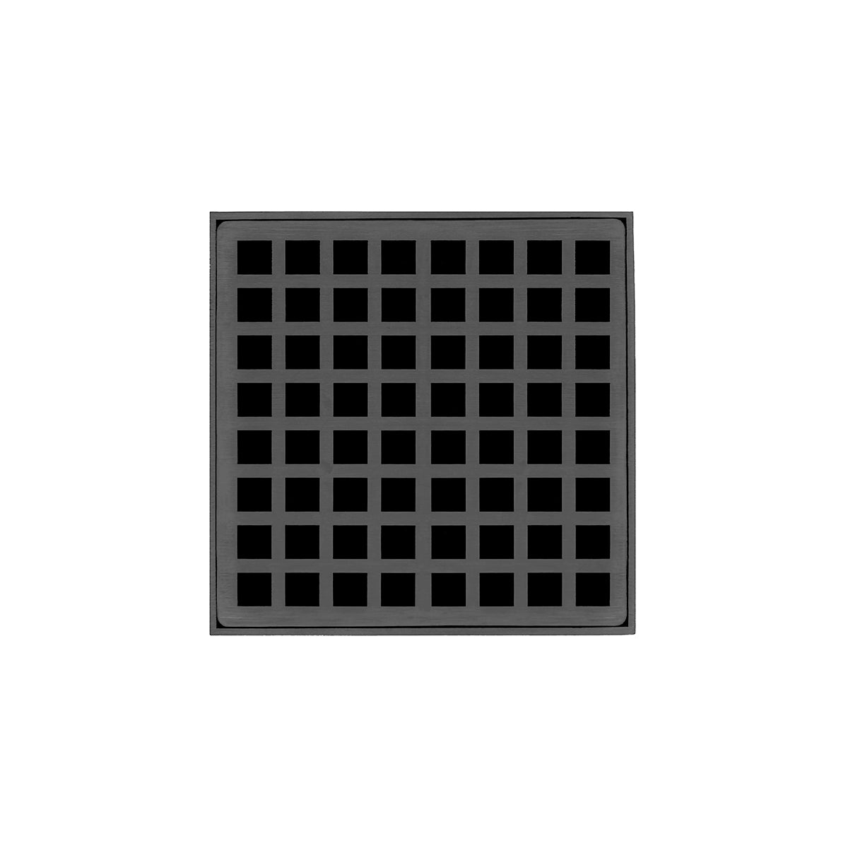 Infinity Drain 5" x 5" QD 5 High Flow Complete Kit with Squares Pattern Decorative Plate with Cast Iron Drain Body, 3" No-Hub Outlet