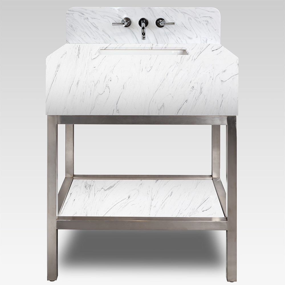 brushed stainless steel vanity frame