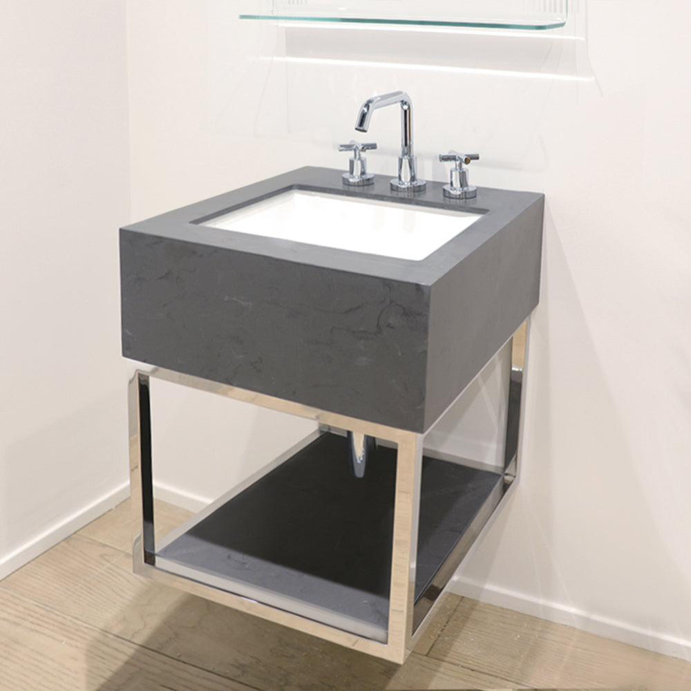 polished stainless steel vanity frame