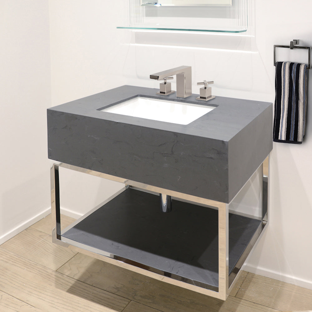 polished stainless steel vanity frame