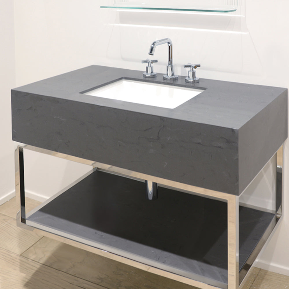 polished stainless steel vanity frame