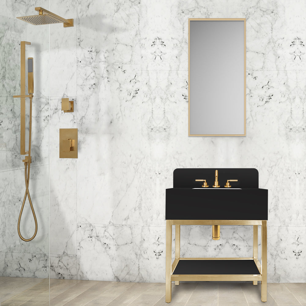 powder coated brass vanity frame