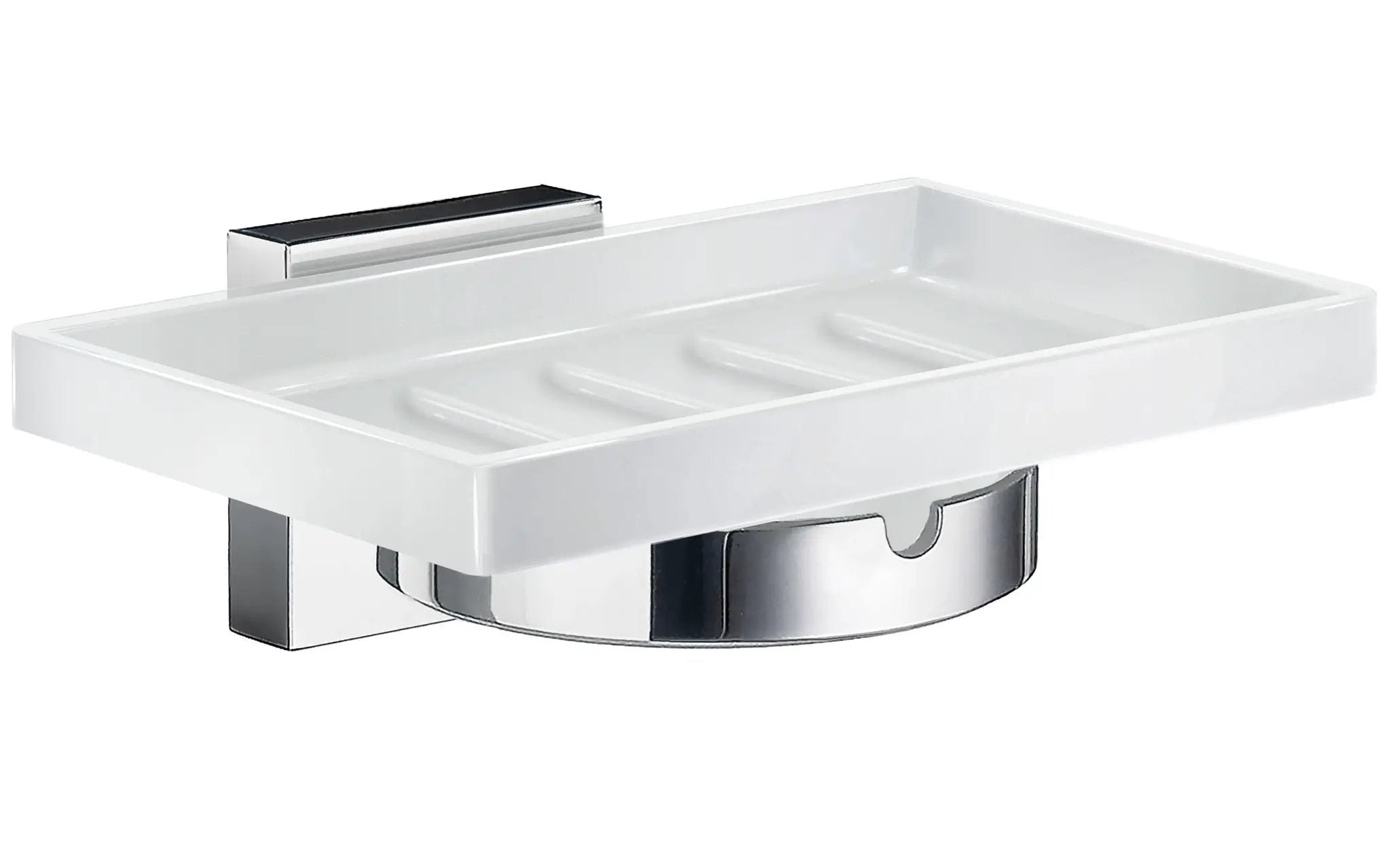 polished chrome holder with soap dish